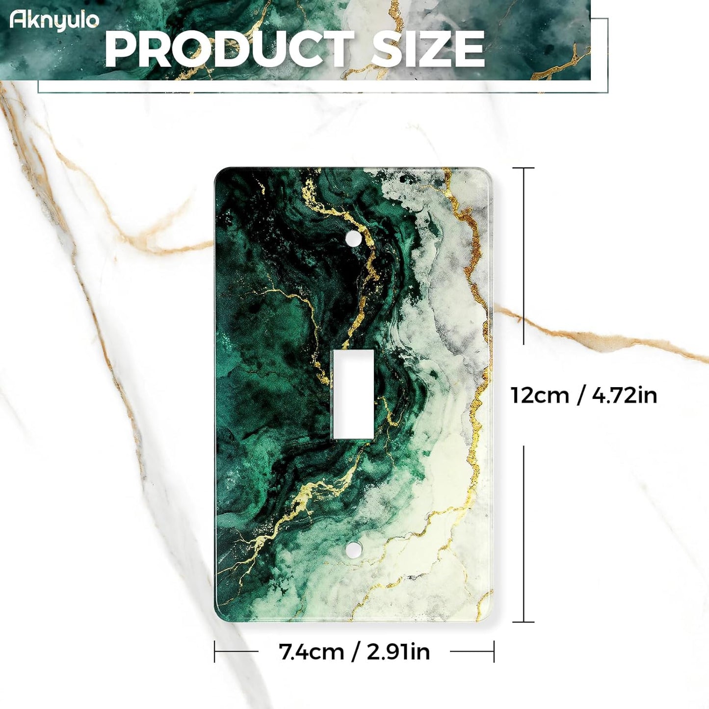 Modern Abstract Lexury Dark Turquoise Teal Blue Gray Marble Textured Acrylic Switch Wall Plate Light Switch Plates Cover Durable Acrylic Wall Plate Decorative Single Gang Wall Plate