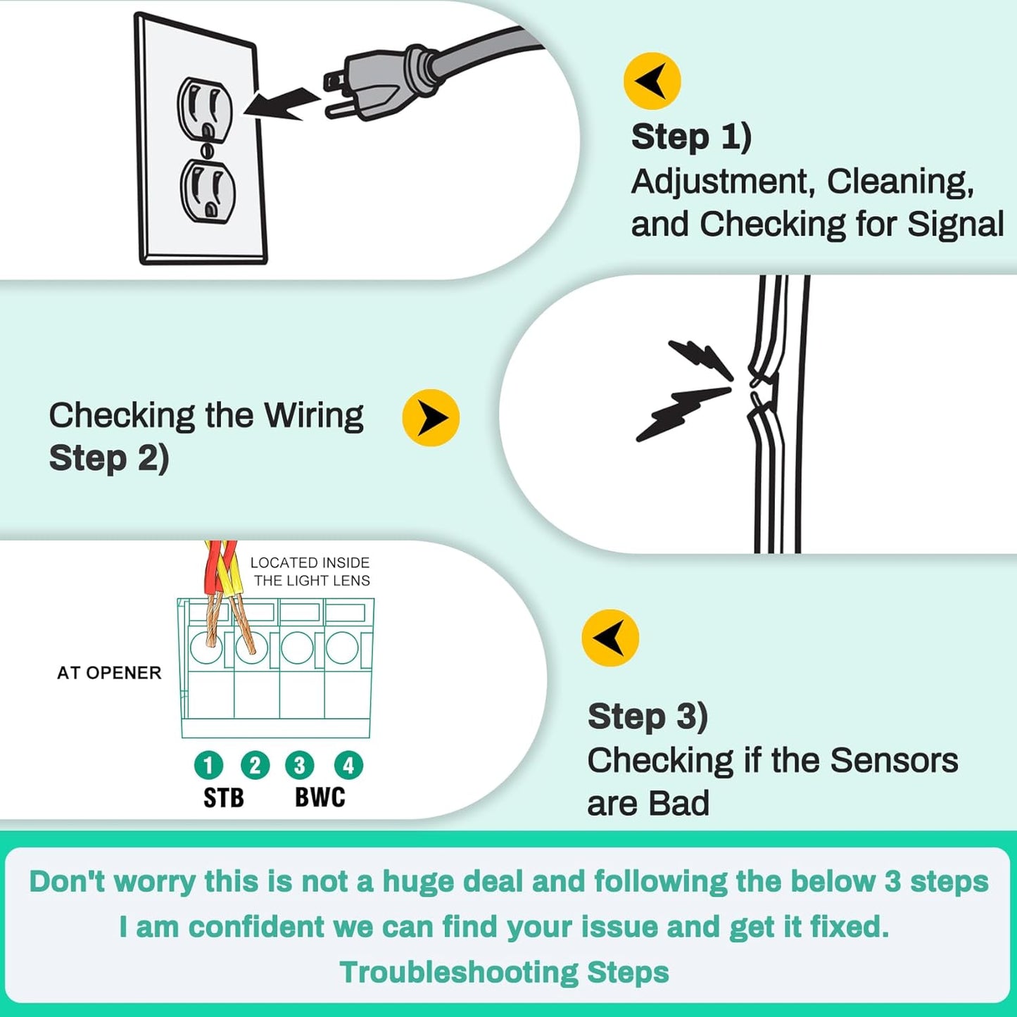 for Genie Garage Door Sensor, Replacement for Genie/Overhead Garage Door Sensor, Compatible with Genie/Overhead Garage Door Opener Made After 1993, Item Includes Two Sensors (Receiving&Sending)