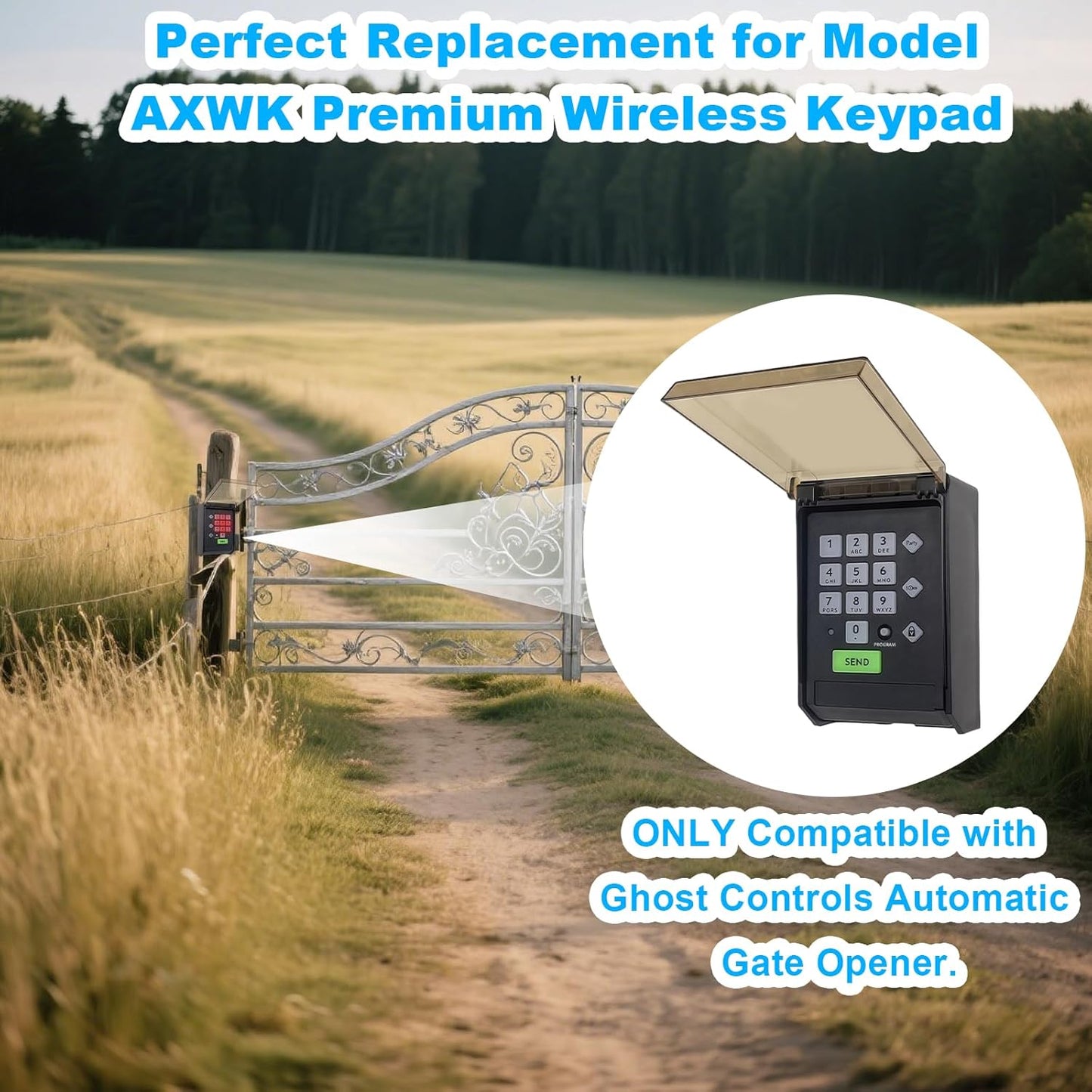 for Ghost Controls AXS1 AXP1 Remote Transmitter,5-Button Remote Transmitter for Automatic Gate Openers, Partymode, Compatible with Ghost Controls Single/Dual Control Opener Systems (AXWK Black)