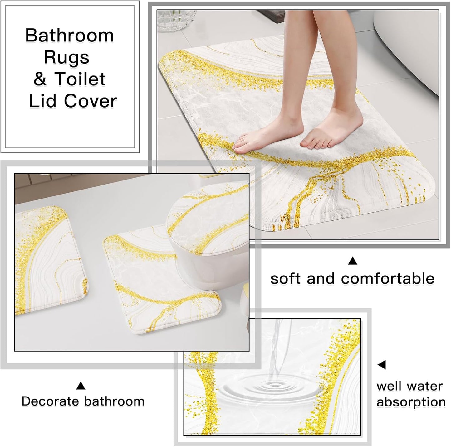 25PCS Bathroom Accessory Set, White Bathroom Set with Large-Capacity 4 Gallon Trash Can,Bathroom Rugs Set, Waterproof Shower Curtain, Toilet Brush, Toothbrush Holder & Soap Dispenser