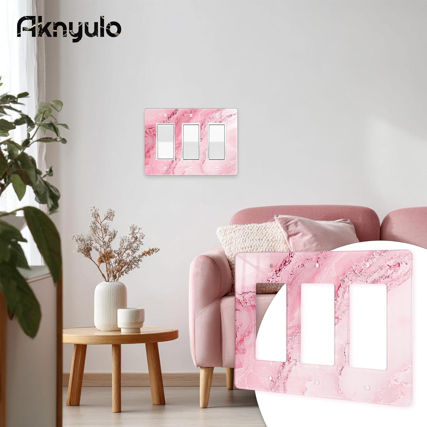 Abstract Pink Marble Design Acrylic Light Switch Plate Acrylic Decorative Wall Outlet Cover Switch Plates Triple Wall Plates