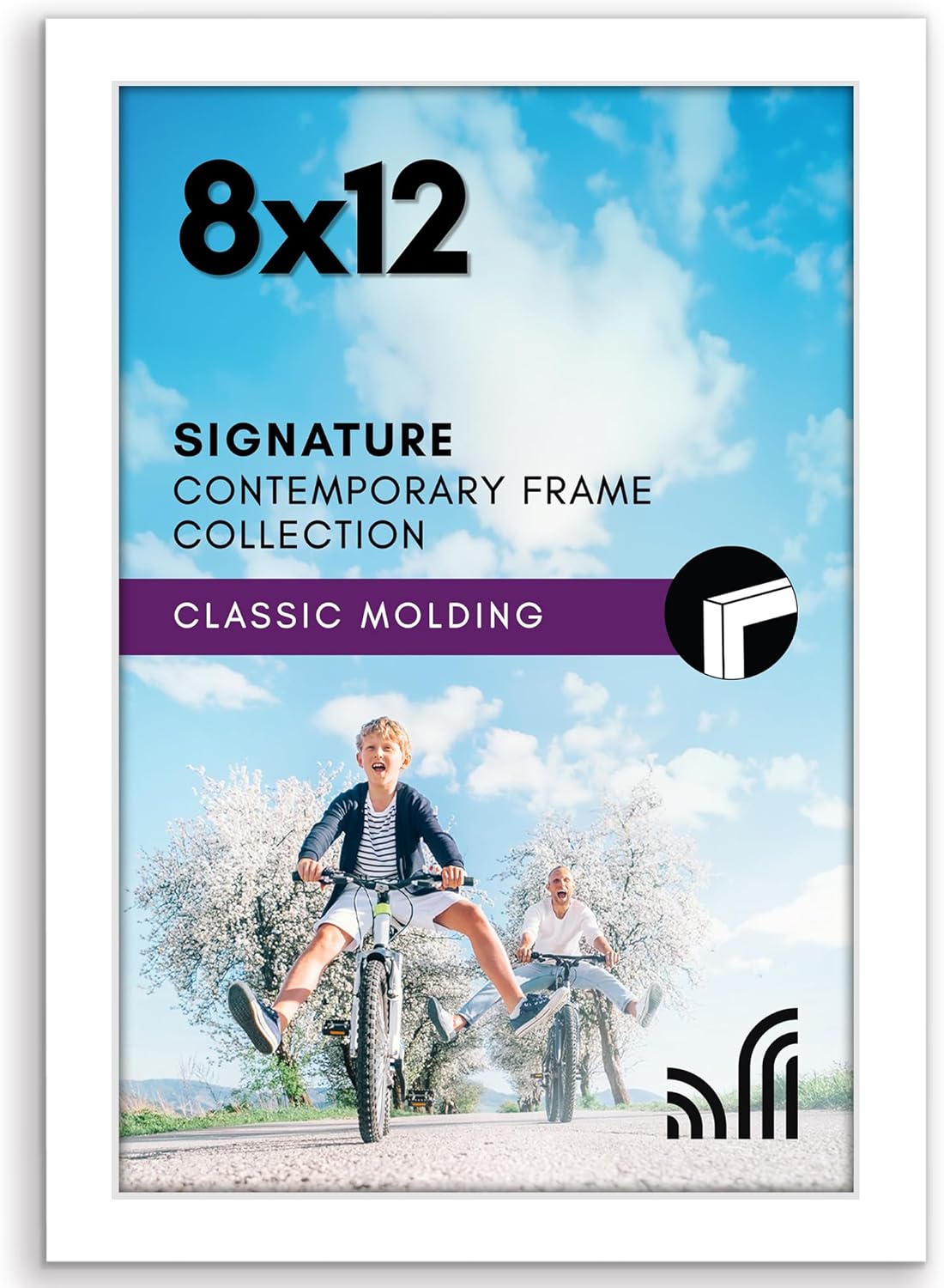 Americanflat 8x12 Picture Frame with Shatter-Resistant Glass - Signature Collection - Gallery-Style Frames Made of Engineered Wood - Photo Frame for Tabletop and Wall Display - White