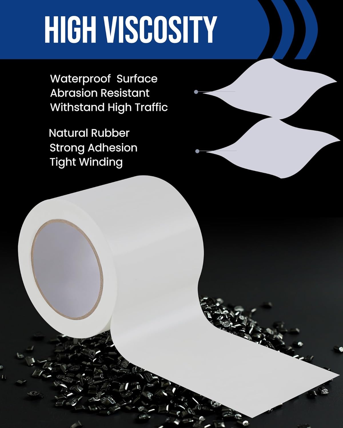 Lichamp 6 Rolls Vinyl Tape, Premium Safety Marking and Traffic Floor Marking Tape, Bundling, Social Distancing, 4 Inch x 36 Yards per Roll, 216 Total Yards, White