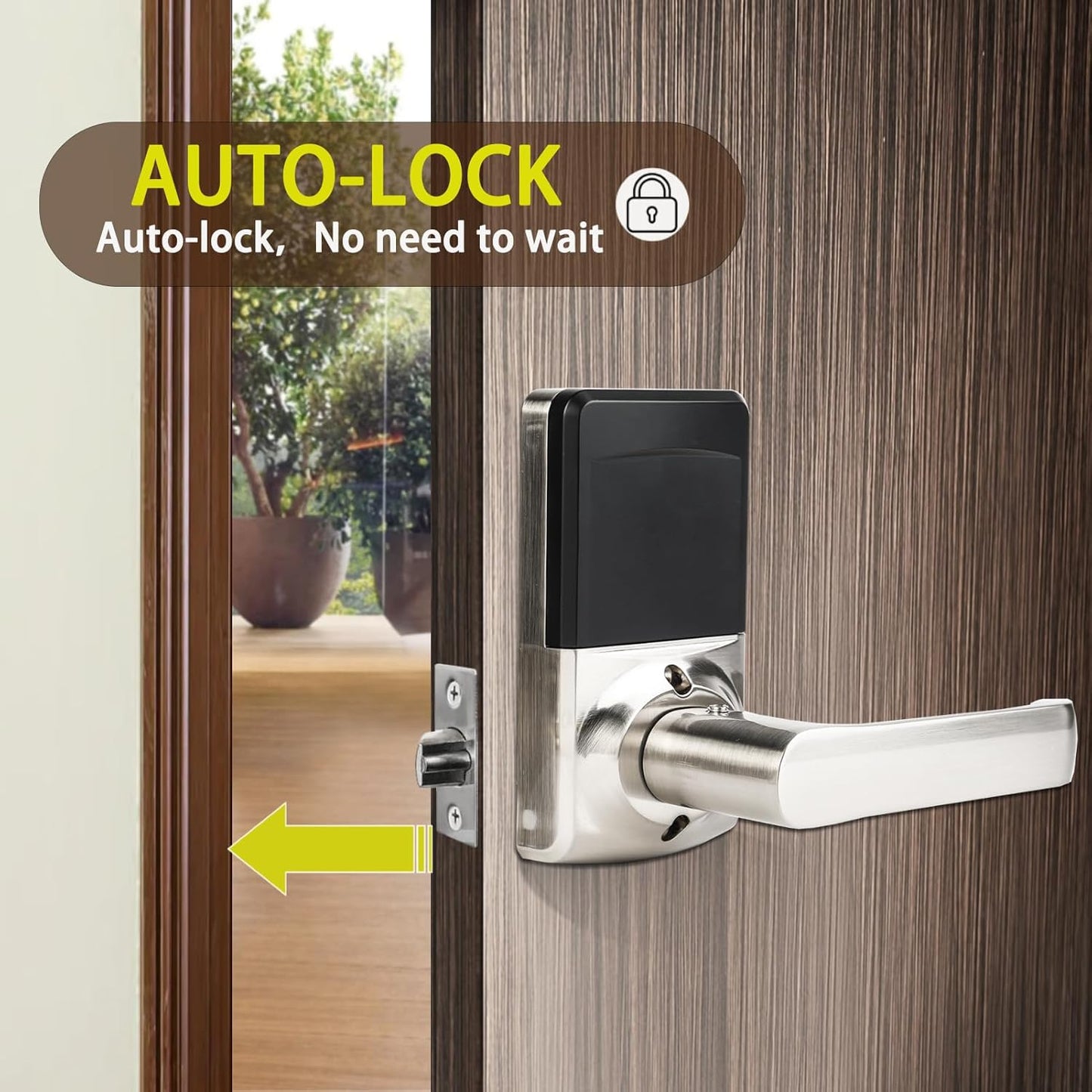 Keypad Door Lock with Handle, Digital Door Lock with Keypad Set,Keyless Entry Door Locks with Handle-IC Card and Anti-peep Password- Brushed Nickel-2PACKset