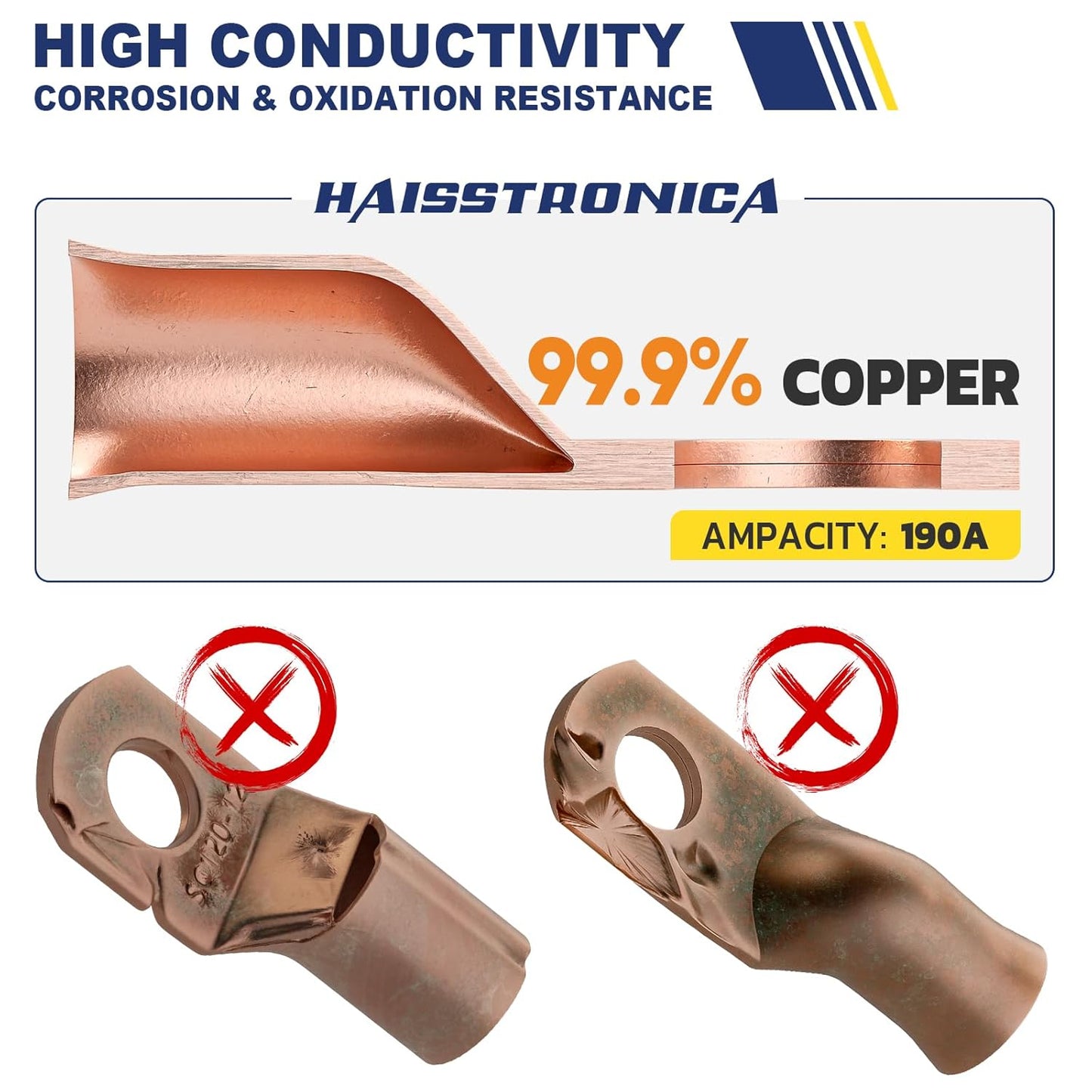 haisstronica 20pcs 2 AWG - 1/4"" (M6) Tinned Copper Battery Lugs, Heavy Duty Copper Wire Lugs with 3:1 Adhesive Heat Shrink Tubing, 2 Gauge Wire Lugs, Tinned Copper Battery Cable Ends, HX1799