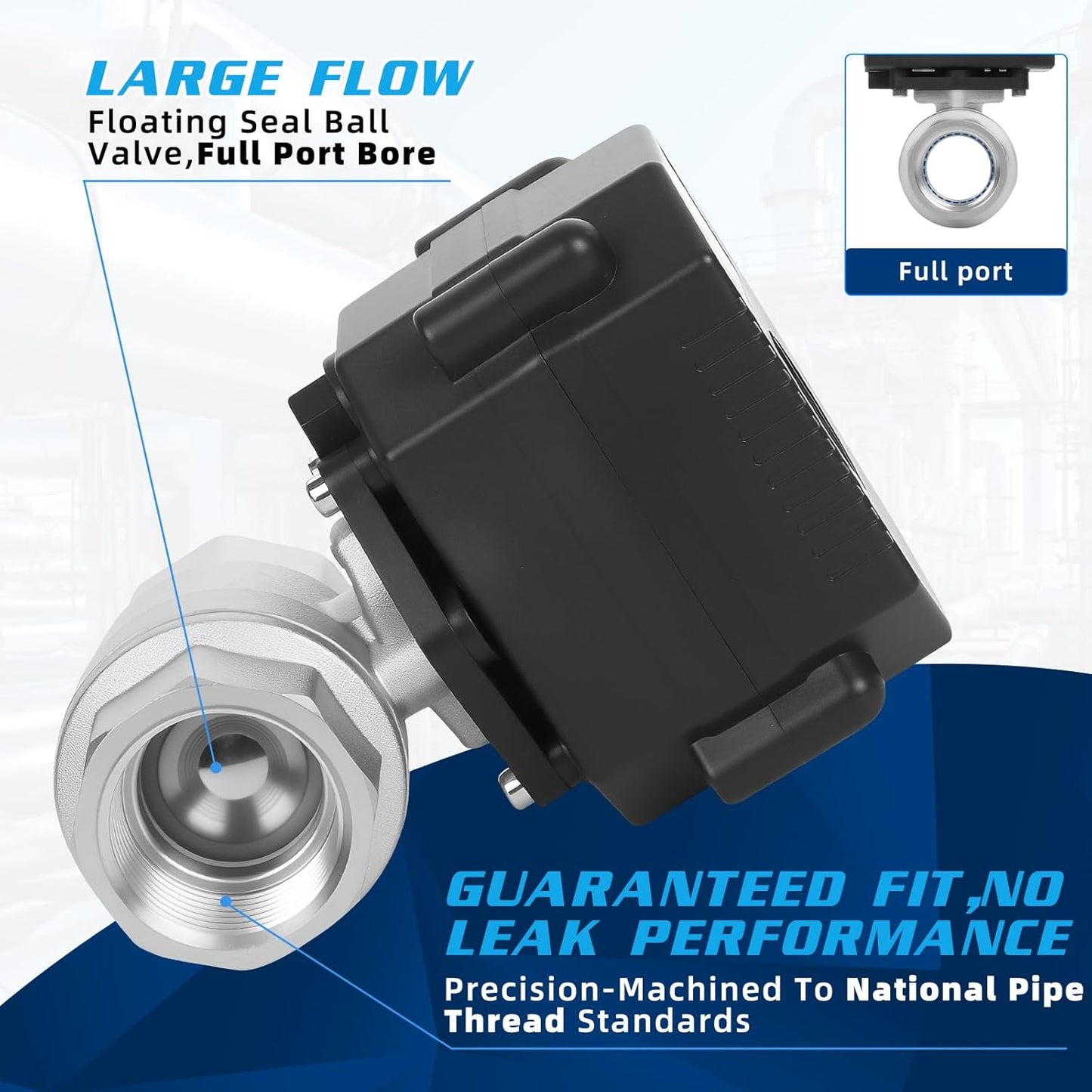 1/4" Motorized Ball Valve - 9-24V AC/DC Automatic Ball Valve,2 Wire Auto Return Electric Water Valve with Full Port,Stainless Steel