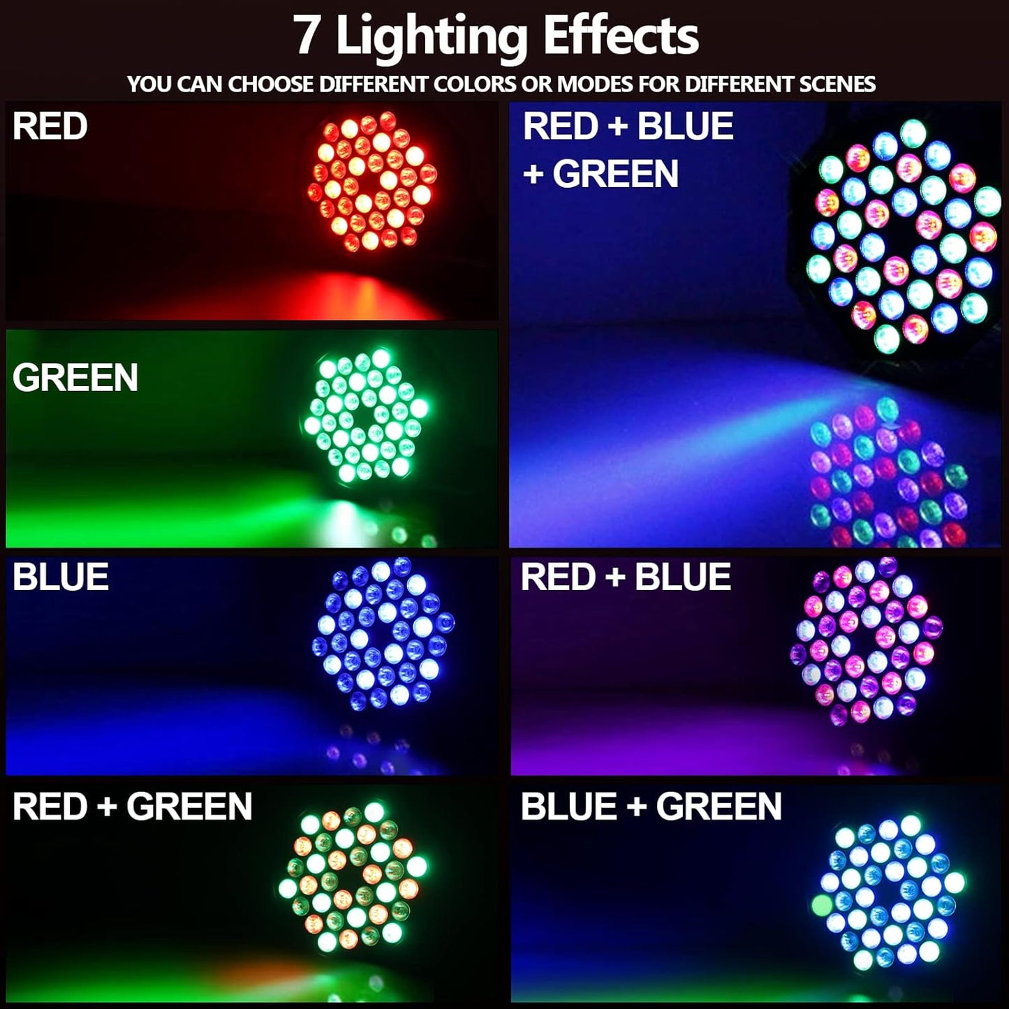 36 LED Par Lights, RGB Par Can Light Stage Lights, 10 Modes DJ Lights Stage Lighting Uplights with Sound Activated Remote Control & DMX Uplights for Events Wedding Party