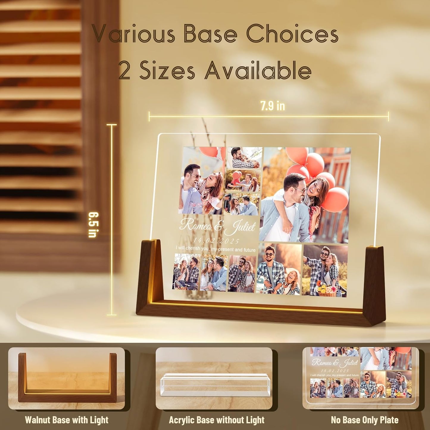Photo Decorative Plaque Personalized Gifts, Custom Gifts for Him Her, Customized Picture Frame for Boyfriend Girlfriend Couples Wife Women on Anniversary Birthday