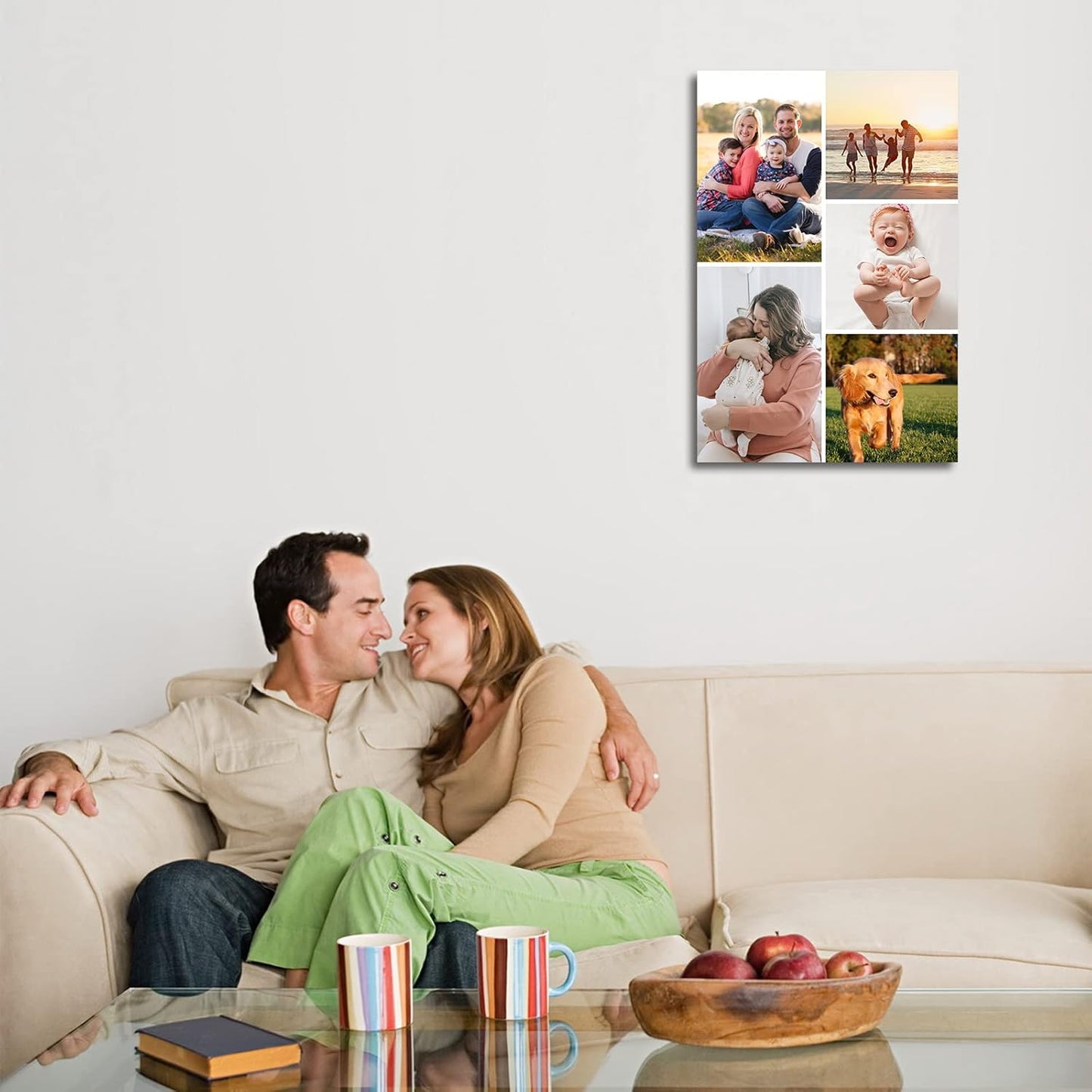 LZIMU Collage Canvas Prints with Your Photos Personalized Multi Pictures for Wall Custom Family Wedding Baby Pet Dog Photo to Canvas Customized Gifts Home Wall Decor (Collage Photo-6, No frame)