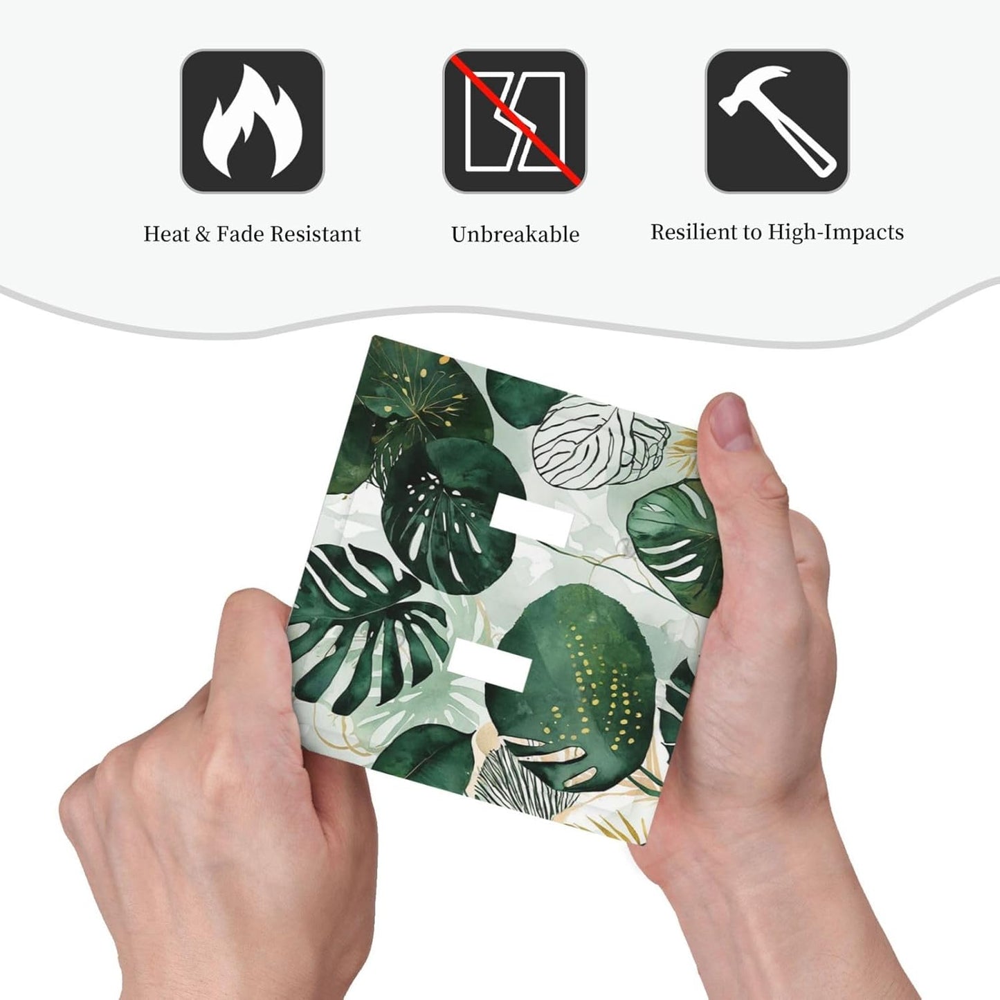 Decorative Switch Plates Boho Tropical Leaves 2 Gang Double Toggle Outlet Light Switch Cover Wall Plate Electrical Faceplate for Bedroom Bathroom Decor