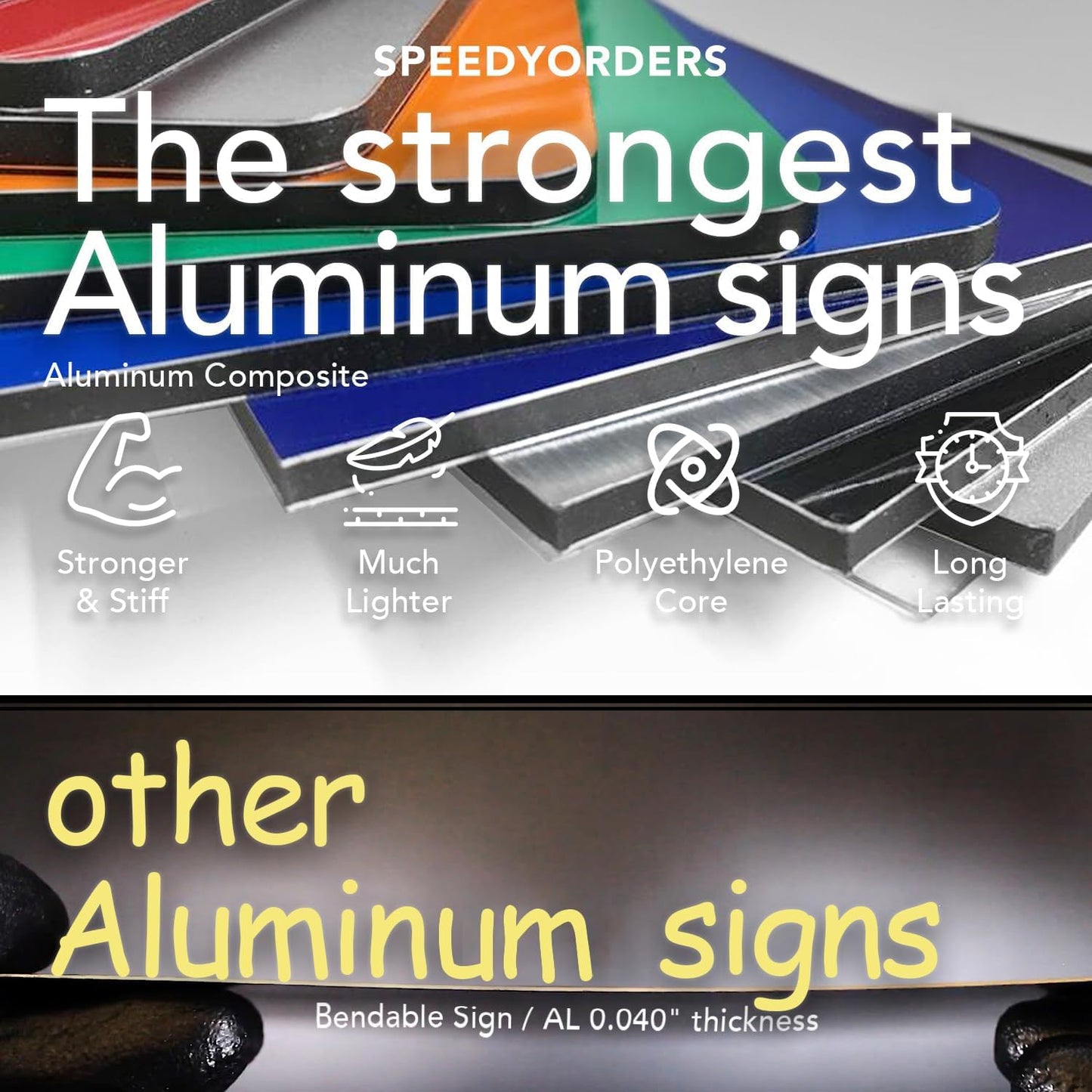 SPEEDYOOKS Custom Outdoor Metal Sign, Personalized Aluminum, Customized Safety, Business, Waterproof - White Aluminum (Brown Background, 12x8 In)