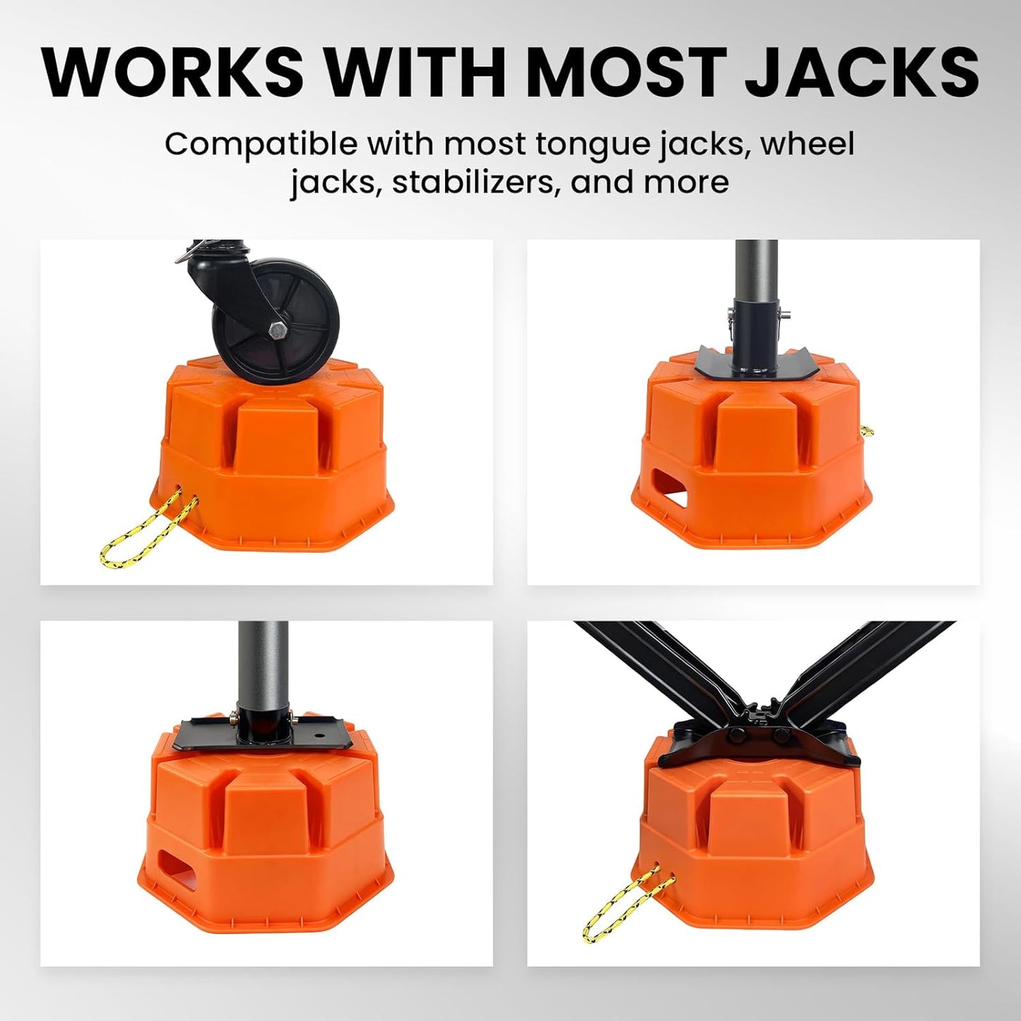 6"H Trailer Jack Block, 40000 lbs Capacity per Camper RV Stabilizer Blocks for Any Tongue Jack, Post, Foot, 5th Wheels, Round Square or Scissor Stabilizer, Stackable & Portable, 1 Pack, Orange