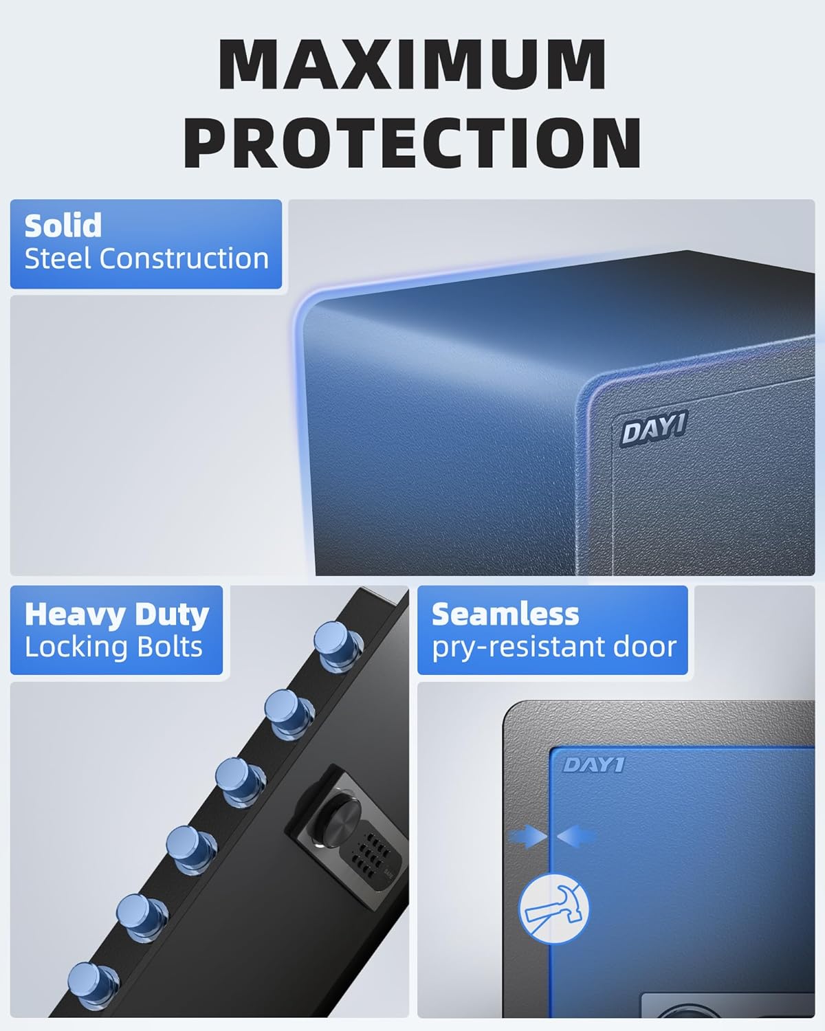 DAYI Safe Box, 4.0 Cu Ft Home Safes with Digital Keypad, Dual Alarm & Fireproof Bag, Security Safe for Money, Documents, Ideal for Home Office Use - D70 Lite