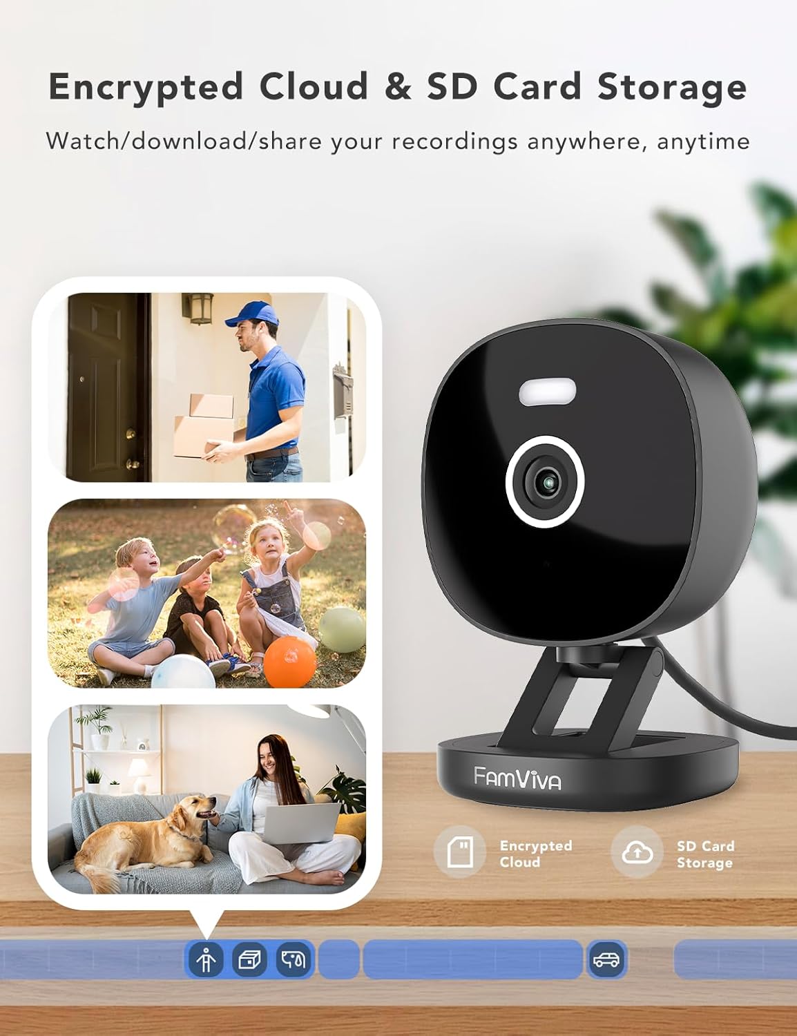 2K Security Camera, Outdoor/Indoor for Home, Pet, Baby, Nanny, IP65 Wterproof Color Night Vision, White Light & Siren, Recording, Motion Detection, Compatible with Alexa,Black-2P