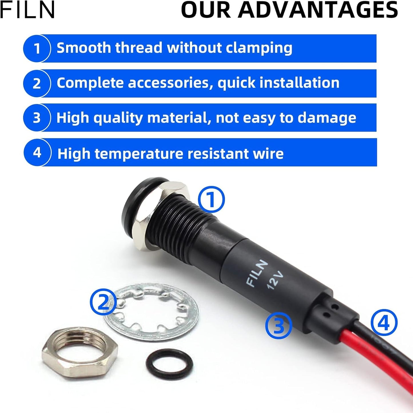 5 Pcs 8MM (5/16 ") Indicator Light LED 12V 24V Dual Color Indicator Llight Pilot Metal Light Black Anodized Waterproof ip67 Signal Lamp (12V-24V Red Green Dual Color)