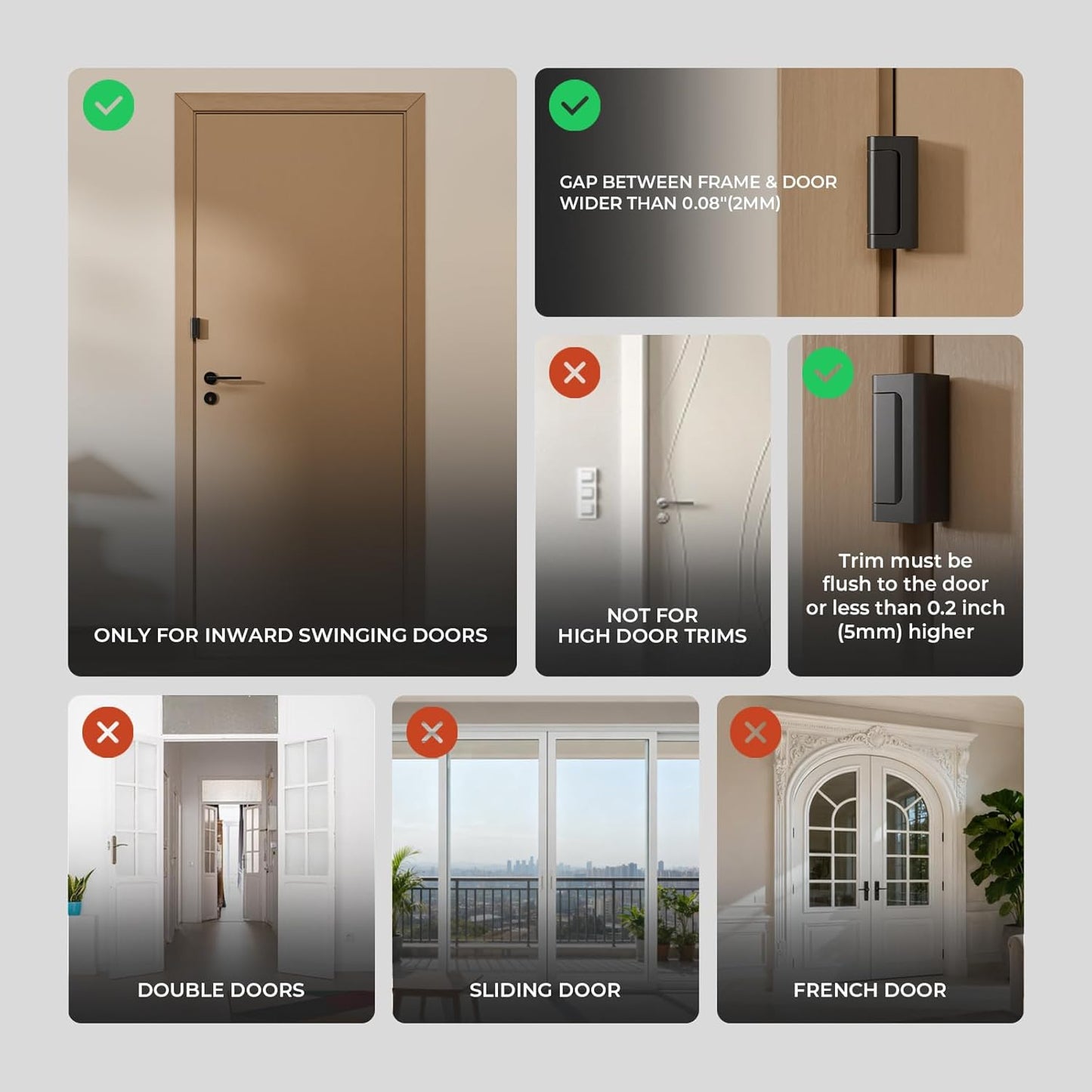 5Pack Home Security Door Reinforcement Lock Childproof, Door Locks for Kids Safety, Door Lock Latch Stopper for Front Door Inside Top of Door, Aluminum Construction Finish