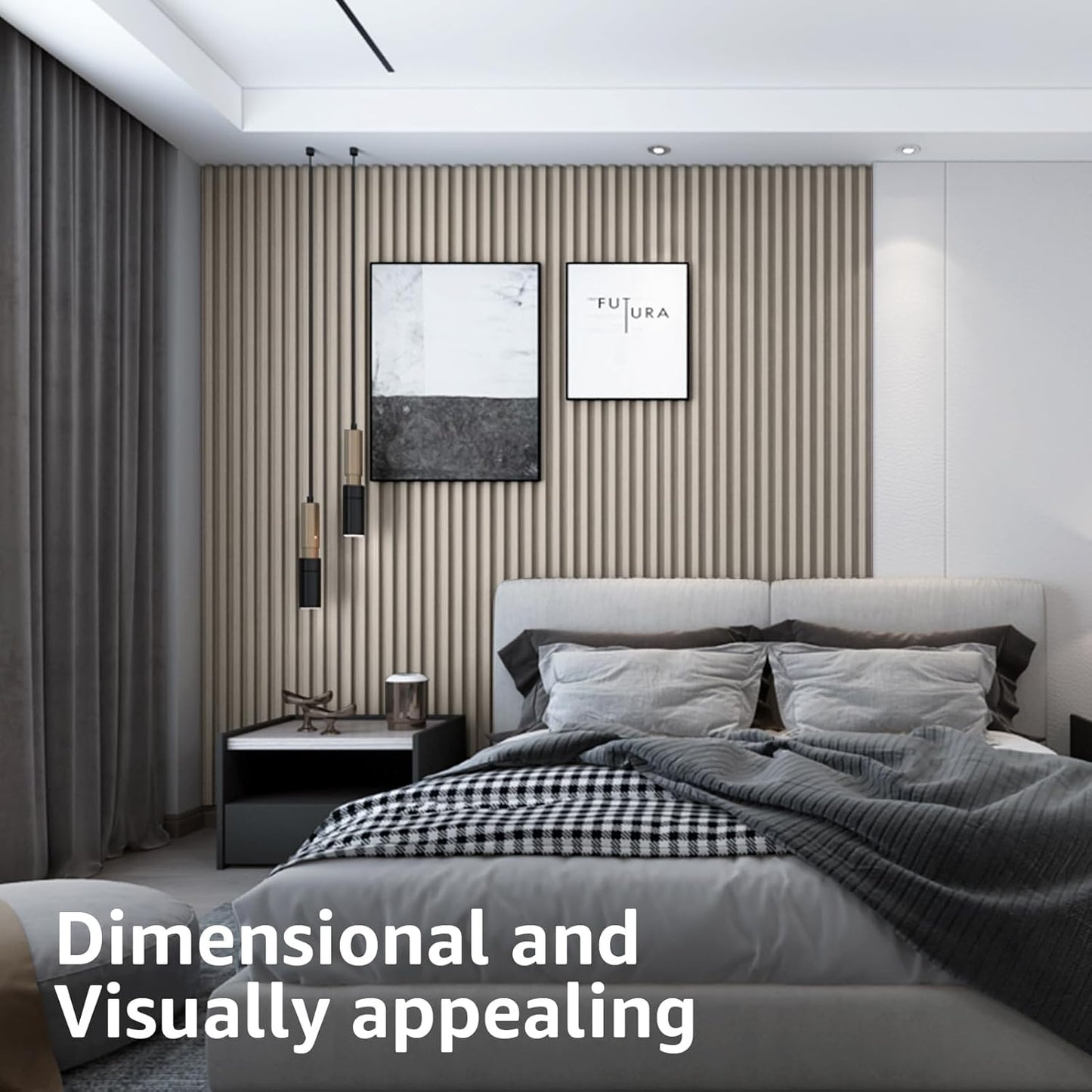 Art3d 8-Pack 96 x 6in. WPC Acoustic Slat Wall Panel for Modern Interior Decor, TV Background, Living Room, White Ash