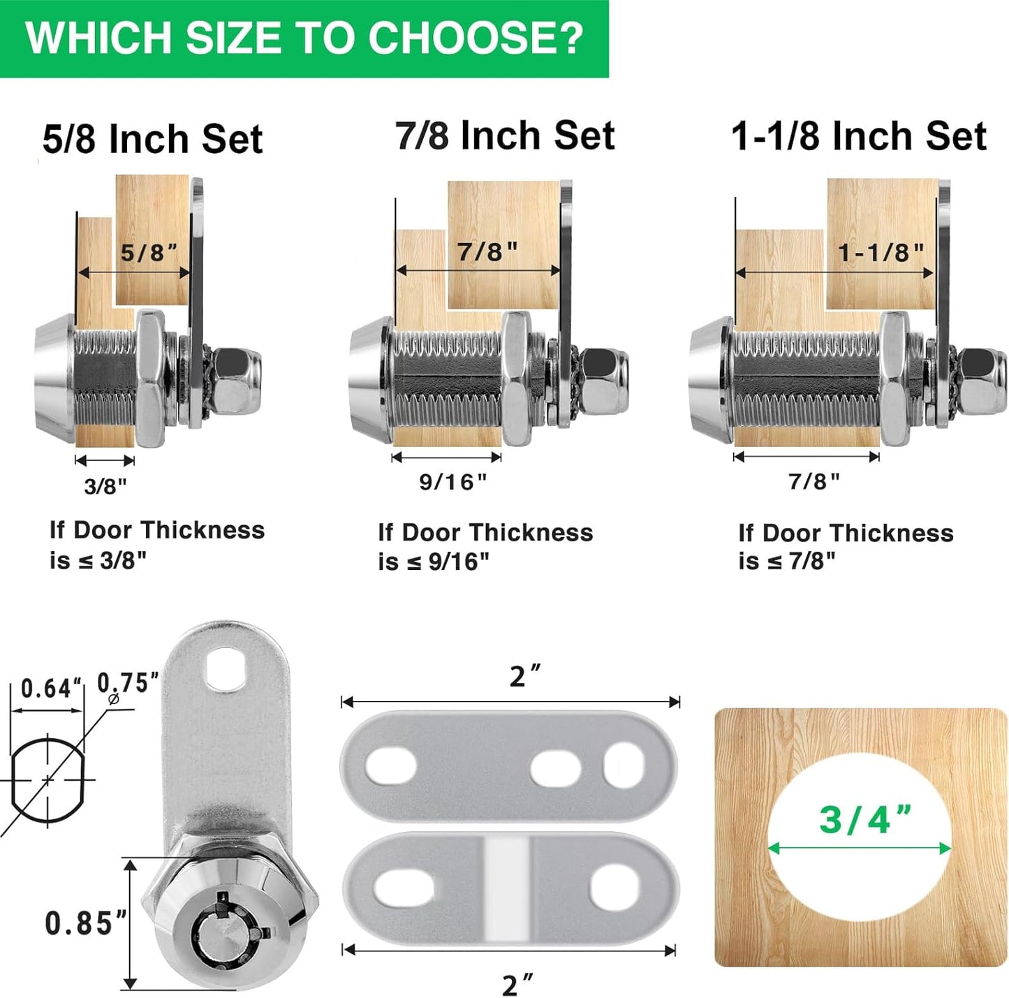 10 Pack Cabinet Lock with Keys, RV Storage Locks, 7/8” Tubular Cam Lock Keyed Alike, RV Locks for Storage Door Camper Cabinet Toolbox RV Cam Locks with Manual