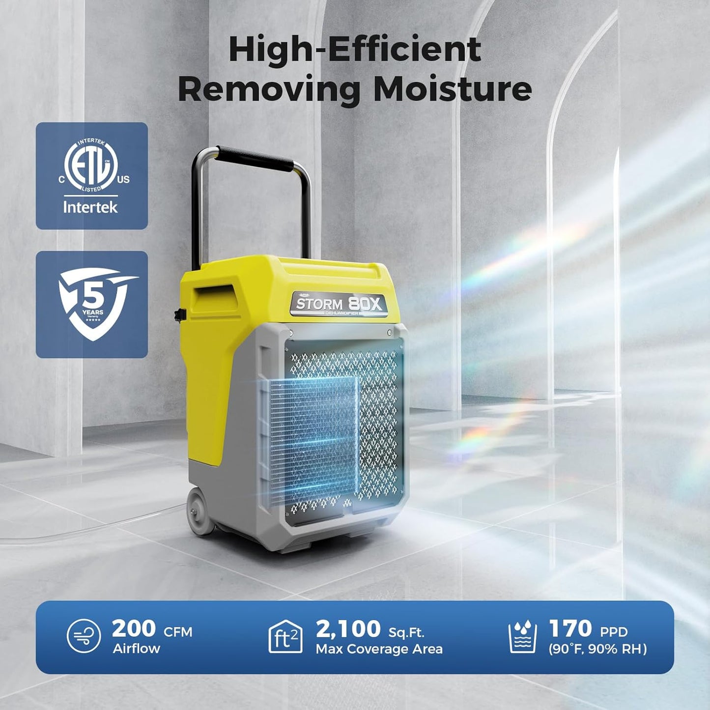 ALORAIR 170 Pints LGR Commercial Dehumidifier with Pump & Drain Hose, Portable Insutrial Dehumidifier for Basments, Home, Job Site, Fit for 2,100 Sq.Ft Space with Wheels & 5 Years Limited Warranty