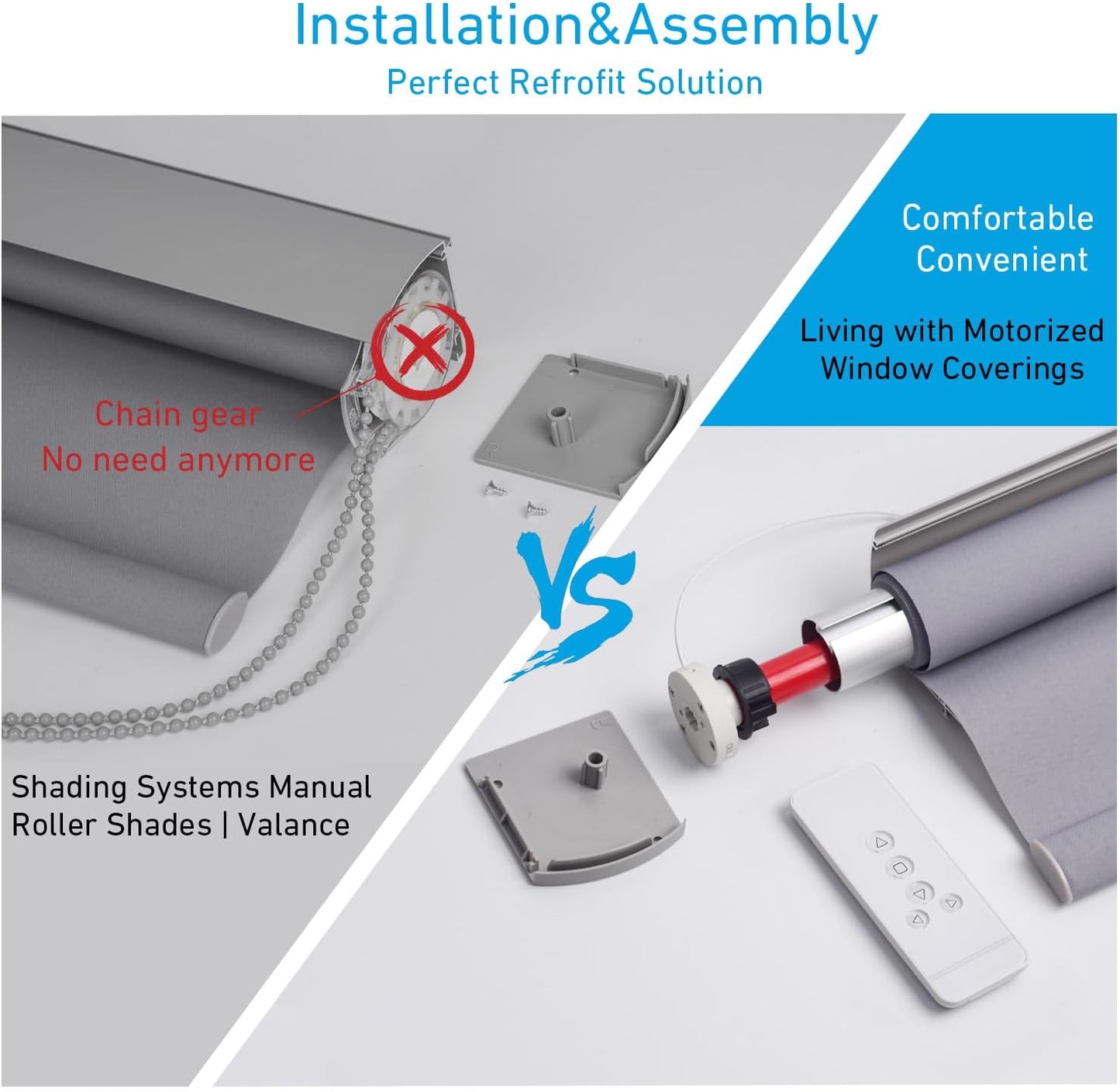 Rollerhouse Roller Shade Motor Motorized Systems for Interior Shades Motors Radio, Wireless, Quiet, Compatible with 1 inch Shade Tube