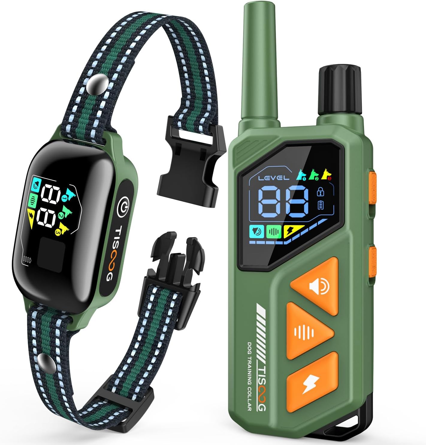 Dog Shock Collar - 3300FT Dog Training Collar with Remote, IPX7 Waterproof Electric Dog Collar with 4 Training Modes, Security Lock, Rechargeable E-Collar for Small Medium Large Dogs (Green)
