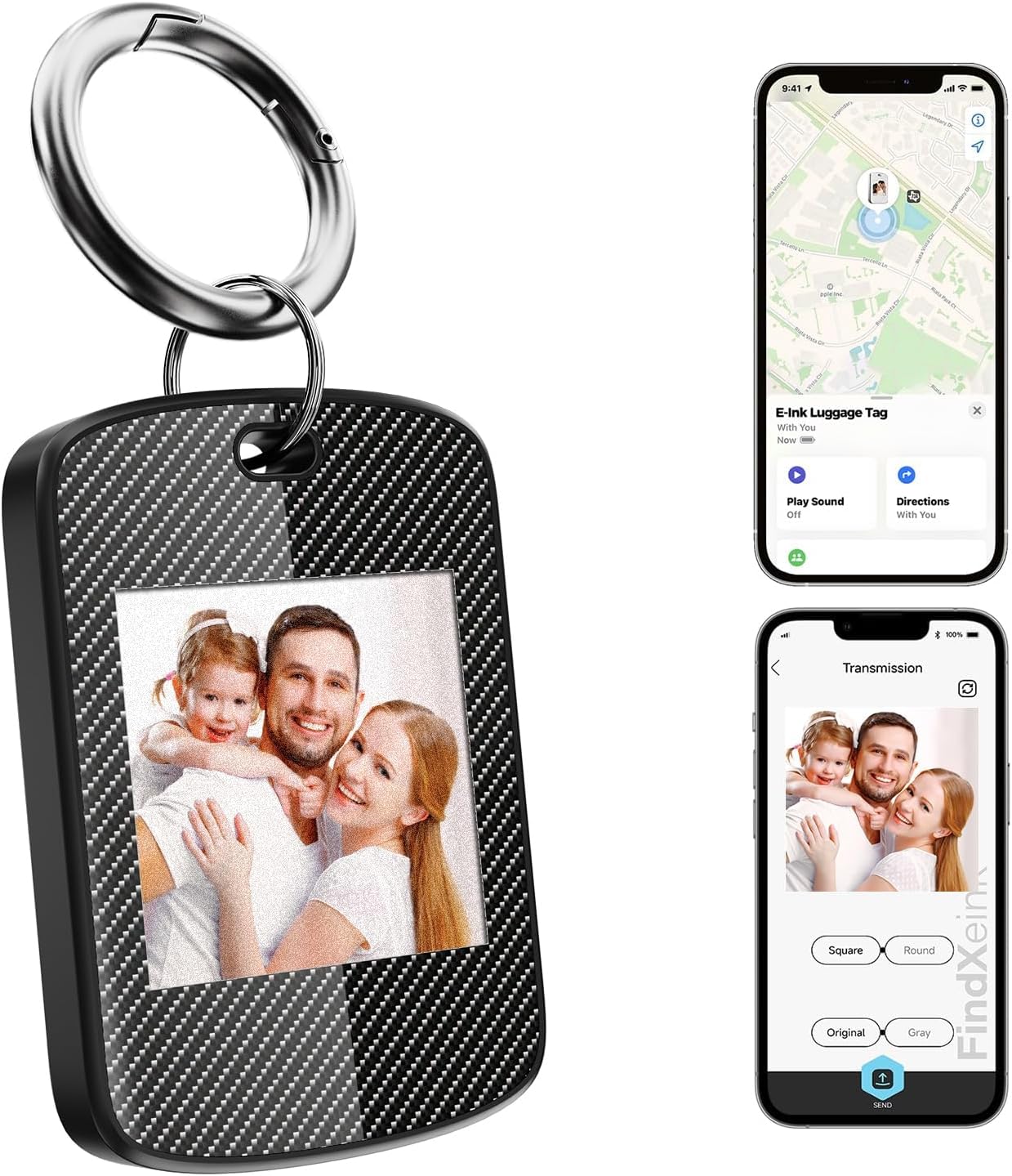 Customized Keychain with Picture,Personalized Photo Keychain with Build-in Find My Tracker,Contact Information,Item Locator for Key,Pets,Luggages,iOS 14.0 and Up,Great Gift for Family and Friends