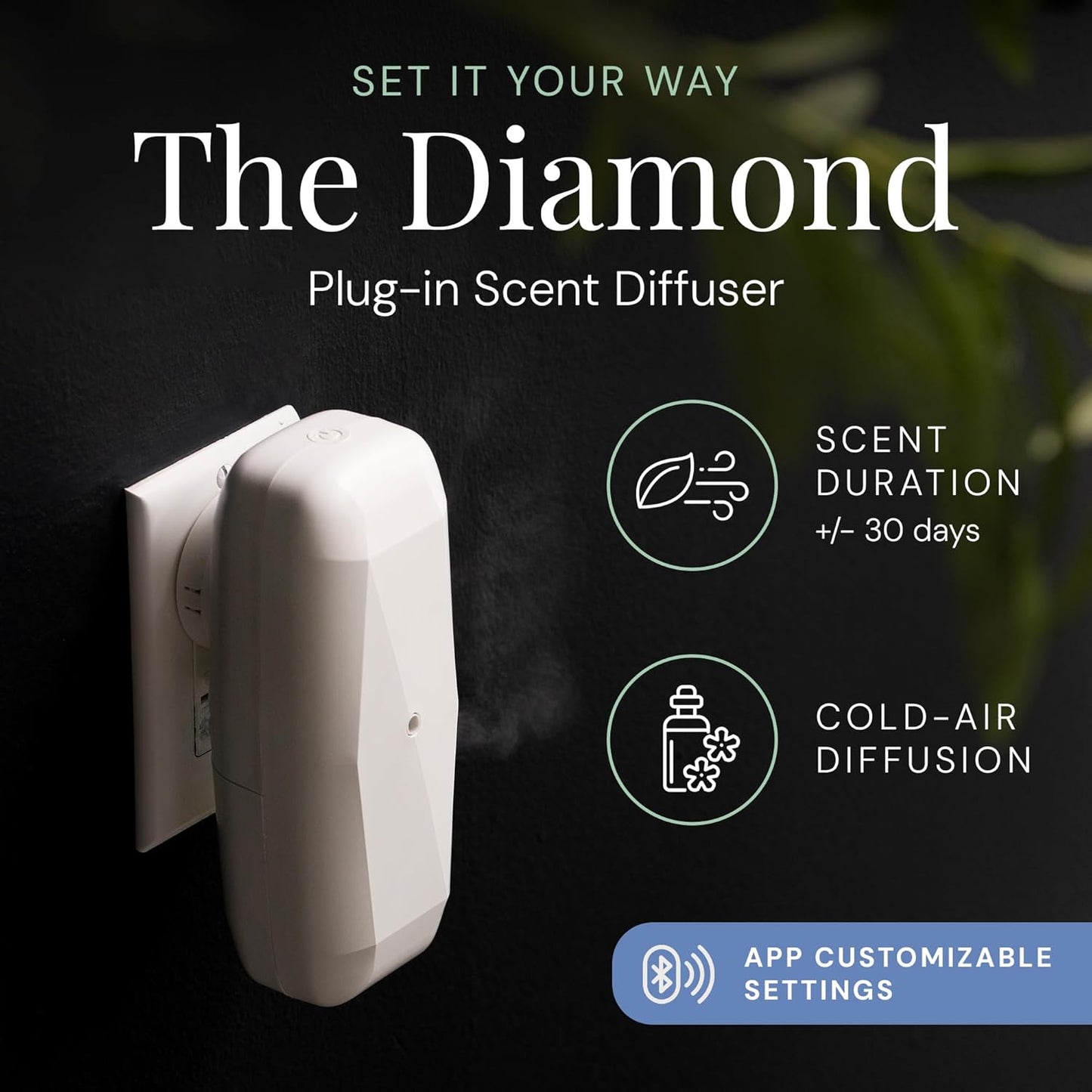 Air Esscentials Diamond Smart Scent Air Machine & Fresh Fur-Ever Aroma Oil, Waterless Fragrance Oil Diffuser with Bluetooth App Control, Fresh Cut Pine & Fir, Refreshing Winter Forest Scent, 100mL