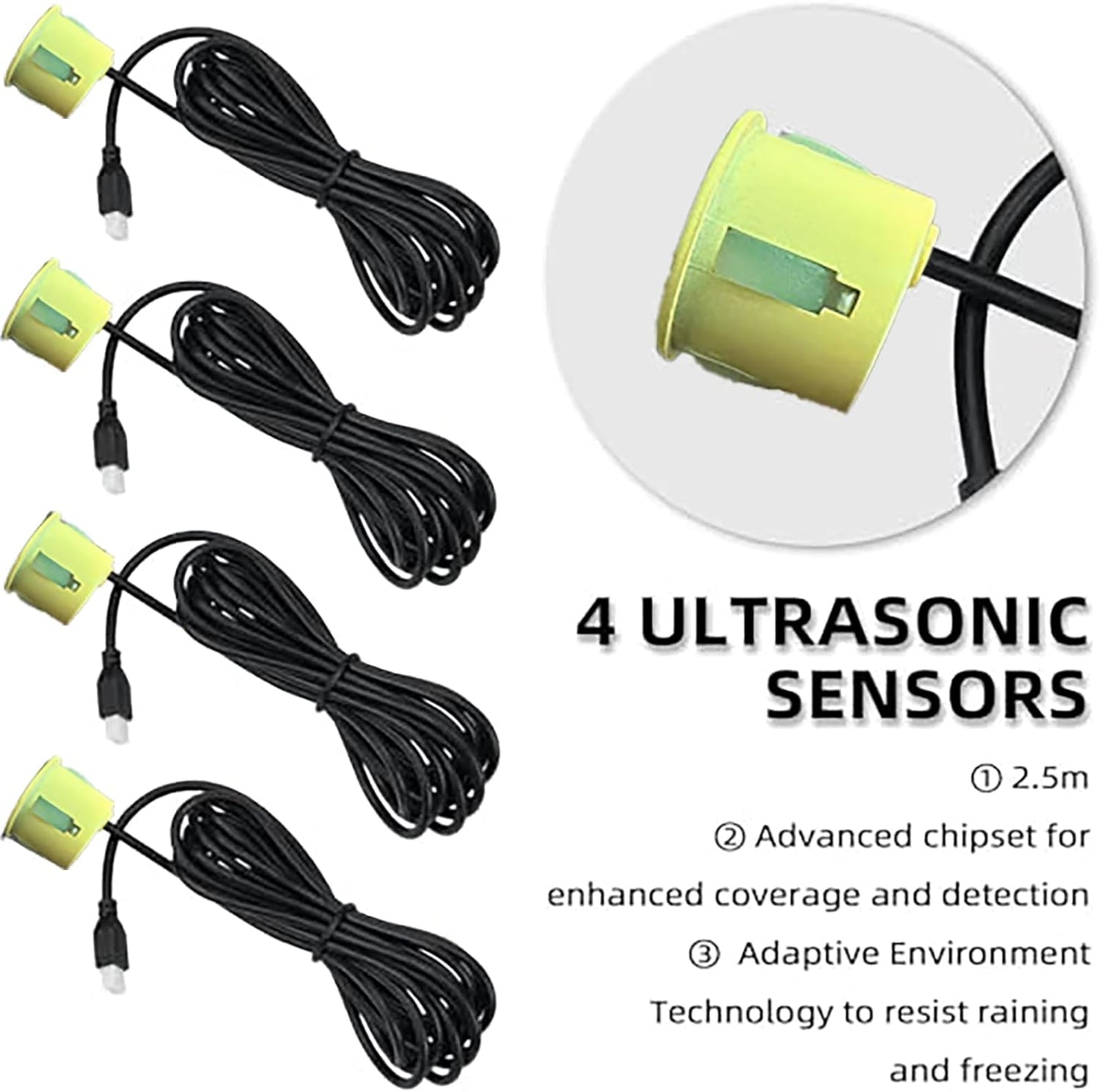 Parking Sensor Kit Backup Sensor Kit Reverse Sensor for Car 18 Color Options for Probes Adjustable Alarm Volume Professional Sensore de Reversa para Carro Safe Driving Assistant （Light Yellow）
