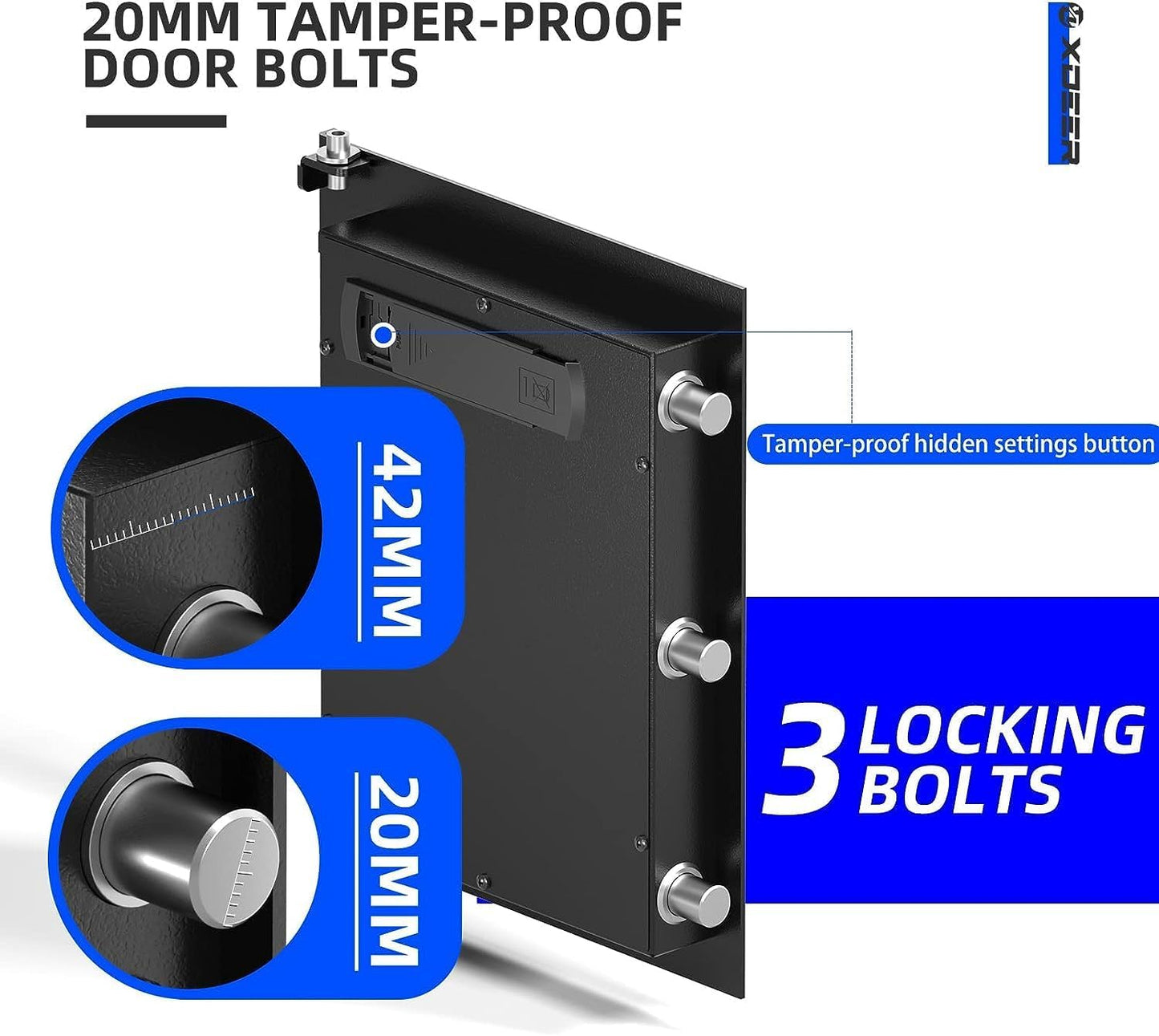 XDeer Biometric Safe Box, Quick-Access Security Safe Box with Upgraded Fingerprint, Steel Handgun Safe Lock Box for Kid/Home/Office (1.69 Cu.Ft【NO FPR】)