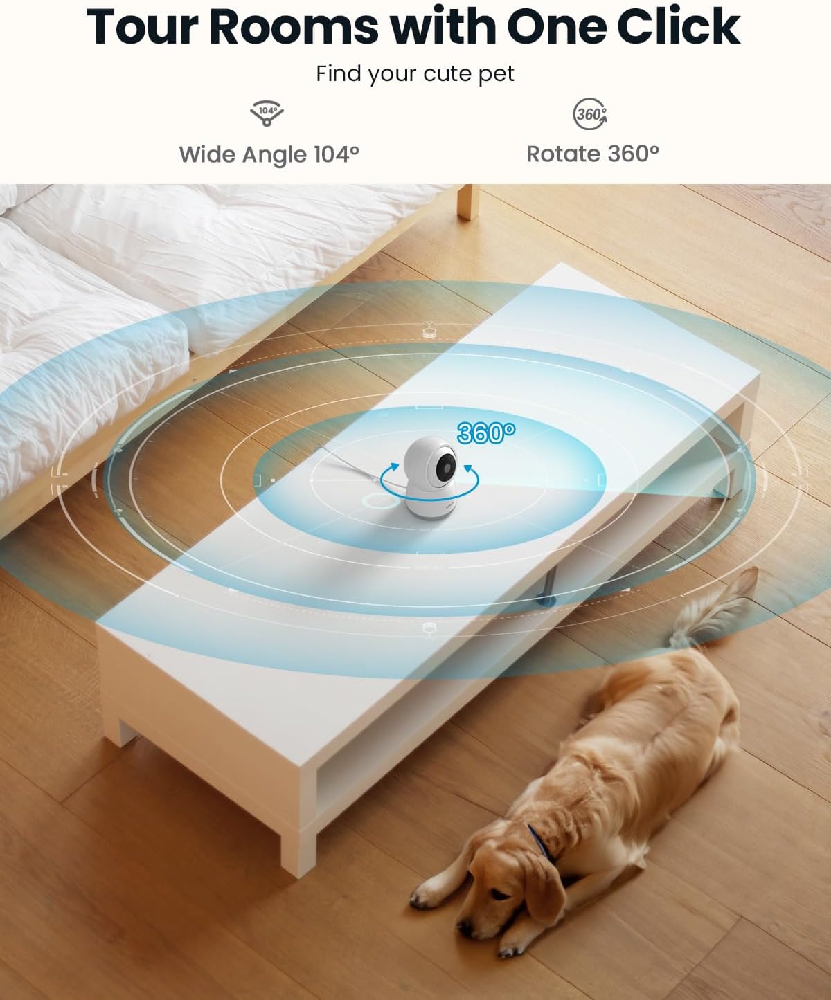 ieGeek 2K Indoor Security Camera, 5G/2.4G WiFi Pet Cameras for Home Security, 360° Dog Cam w/Auto Tracking, Smart Motion Detection, Phone App, Baby Monitor, 3MP Night Vision, Works with Alexa(2 Pack)