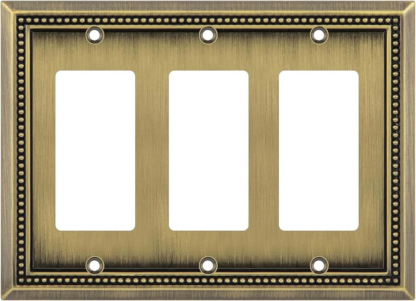 Henne Bery Sunken Pearls Heavy Duty Decorative Wall Plate Switch Plate Outlet Cover (Triple Decorator, Antique Brass)