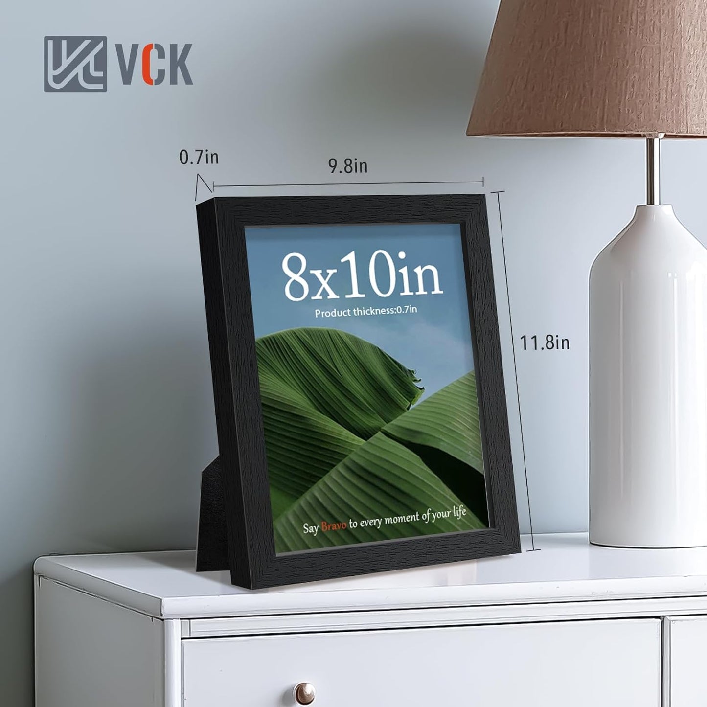 VCK 8x10 Picture Frames Black Set of 6, Wide Border Wood Poster Frame, Multi-Directional Display Family Photos, Office Prints, Studio/Gallery Artwork, Woodgrain Series, Tabletop & Wall Hanging