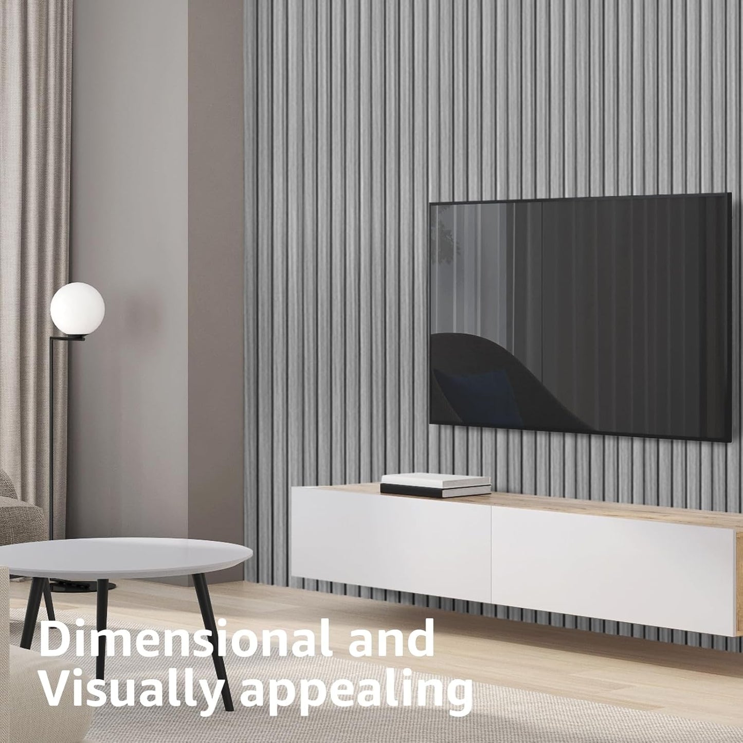 Art3d Slat Wall Panels, WPC Soundproof 3D Wall Paneling for Interior Wall Decor, TV Background, 8-Pack 96 x 6 in. Gray Oak