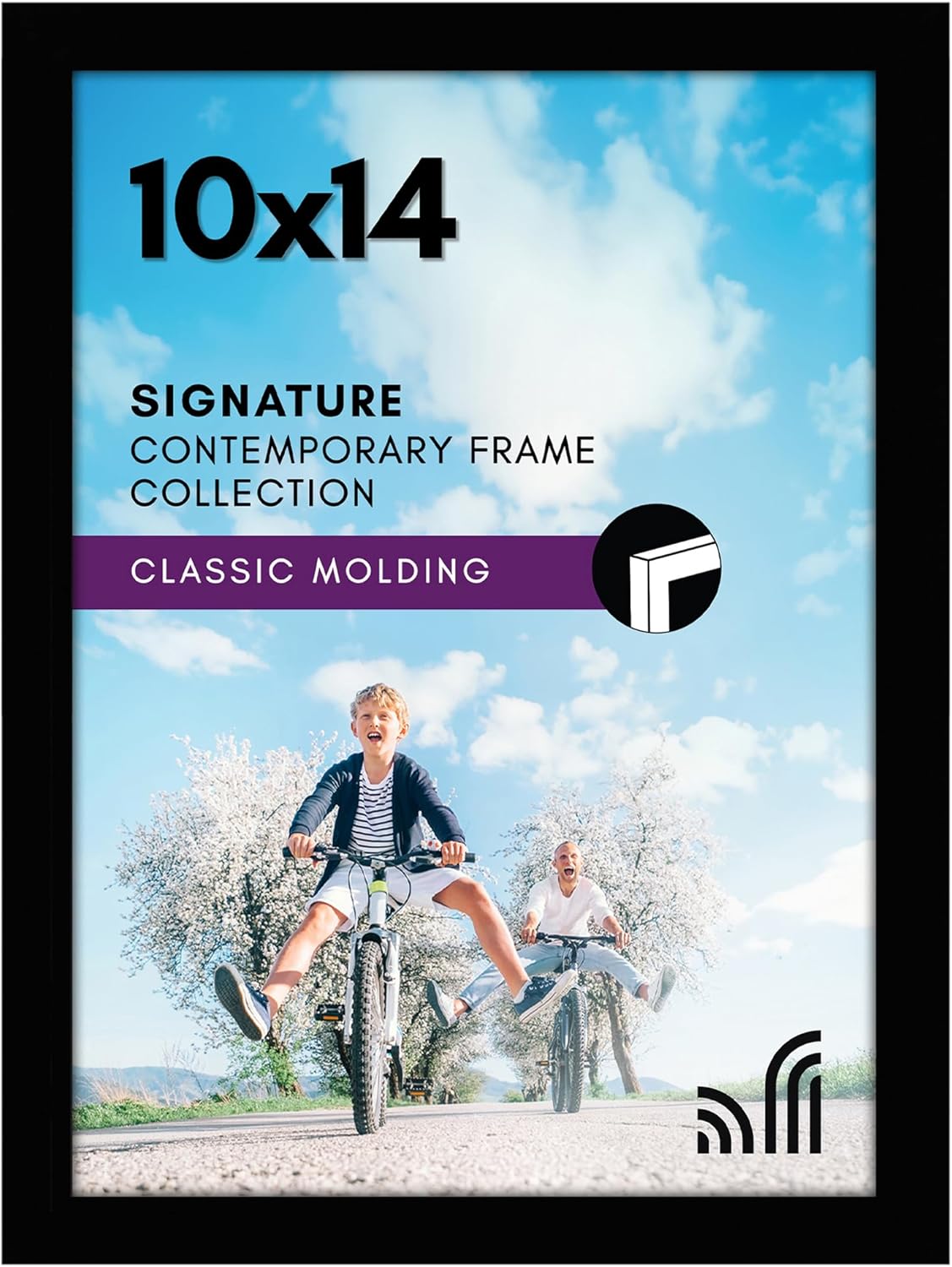 Americanflat 10x14 Picture Frame with Shatter-Resistant Glass - Signature Collection - Gallery-Style Frames Made of Engineered Wood - Photo Frame for Wall Display - Black