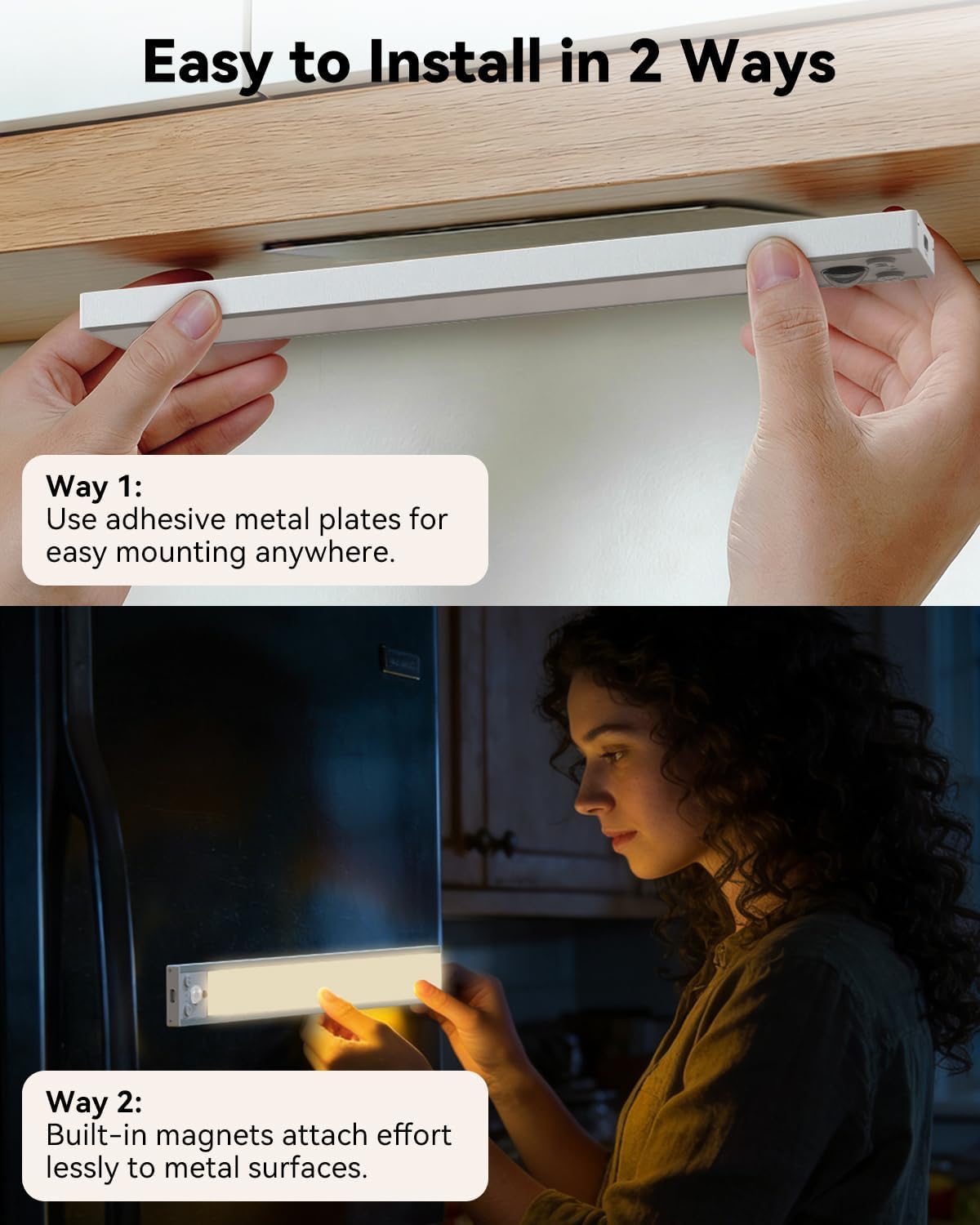 Under Cabinet Lighting Wireless with Remote, Rechargeable Under Cabinet Lights, 9 Inch Motion Sensor Cabinet Light Indoor, 3 Color Temps & Dimmable LED Lights for Kitchen, Closet, Hallway, 2-Pack