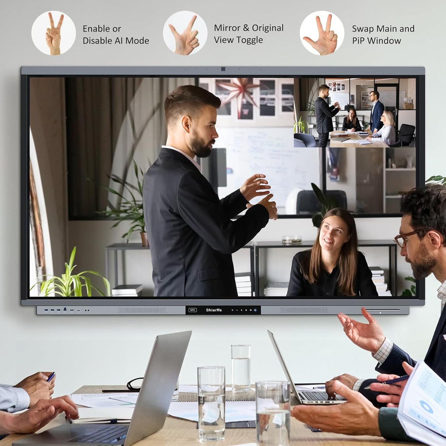 Shiarffe R9 Ultra Portable Smart Board 75" EDLA-Certified Digital Whiteboard, 4K Touchscreen Interactive Display Built-in AI Camera for Classroom Office Hybrid Work Home, Android OS