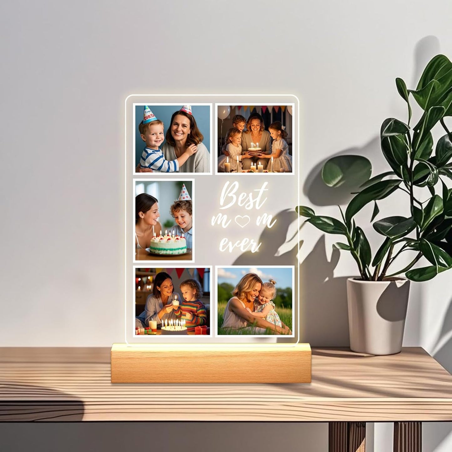 Personalized Picture Frames with Photo, Custom Photo Frame with Night Light, Customized Girlfriend Photo Gifts, Ideal Gift for Couples Anniversary Birthday Mom Dad Him Her