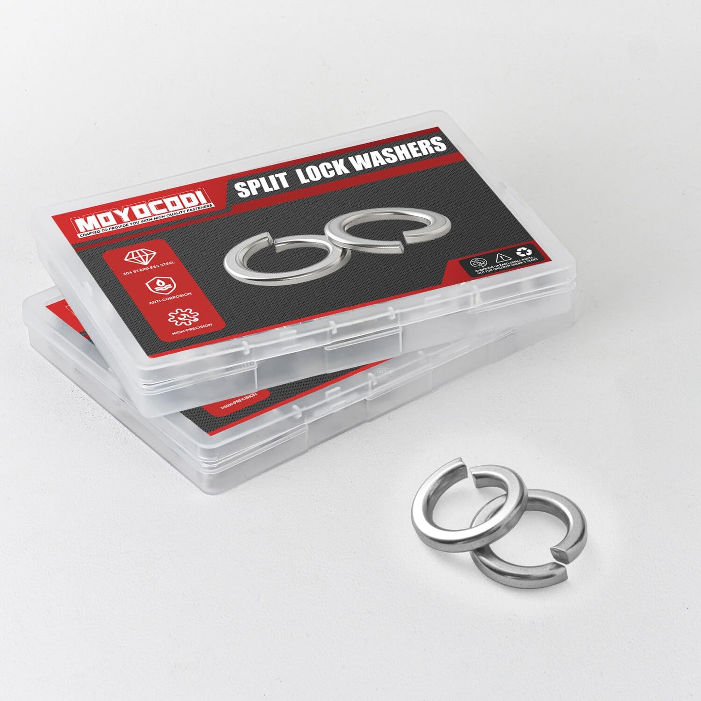 M10 (50 Pack) Split Lock Washer, (18-8) 304 Stainless Steel Spring Lock Washer