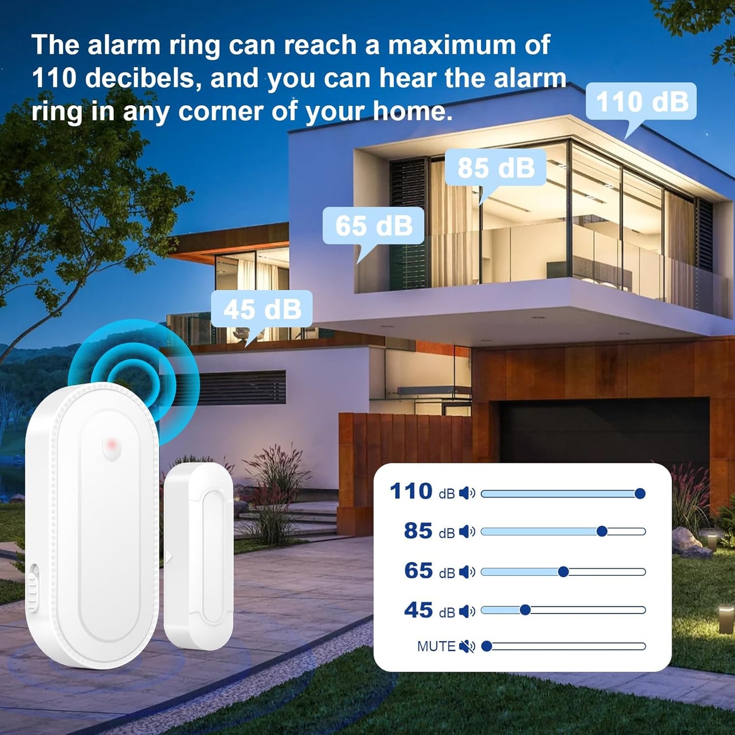 SURFOU Wireless Door Alarms Chime, 1000FT Range 55 Ringer 5 Volume, Easy to Install, IP55 Waterproof -1 Sensors 1 Receiver