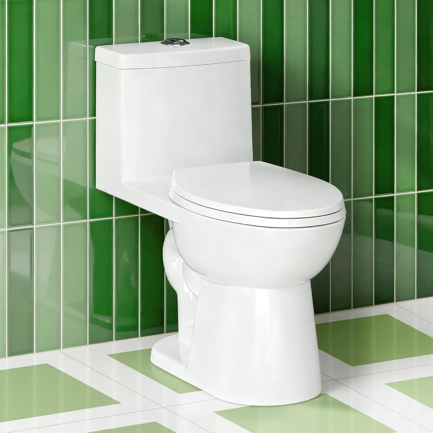 One piece Toilets for Bathroom, 17“ ADA Comfort Height Toilets, 0.8/1.28 GPF Dual Flush Toilet, Nano Self-Cleaning Glaze, WaterSense Certified, Easy to Clean & Install, 12" Rough-In