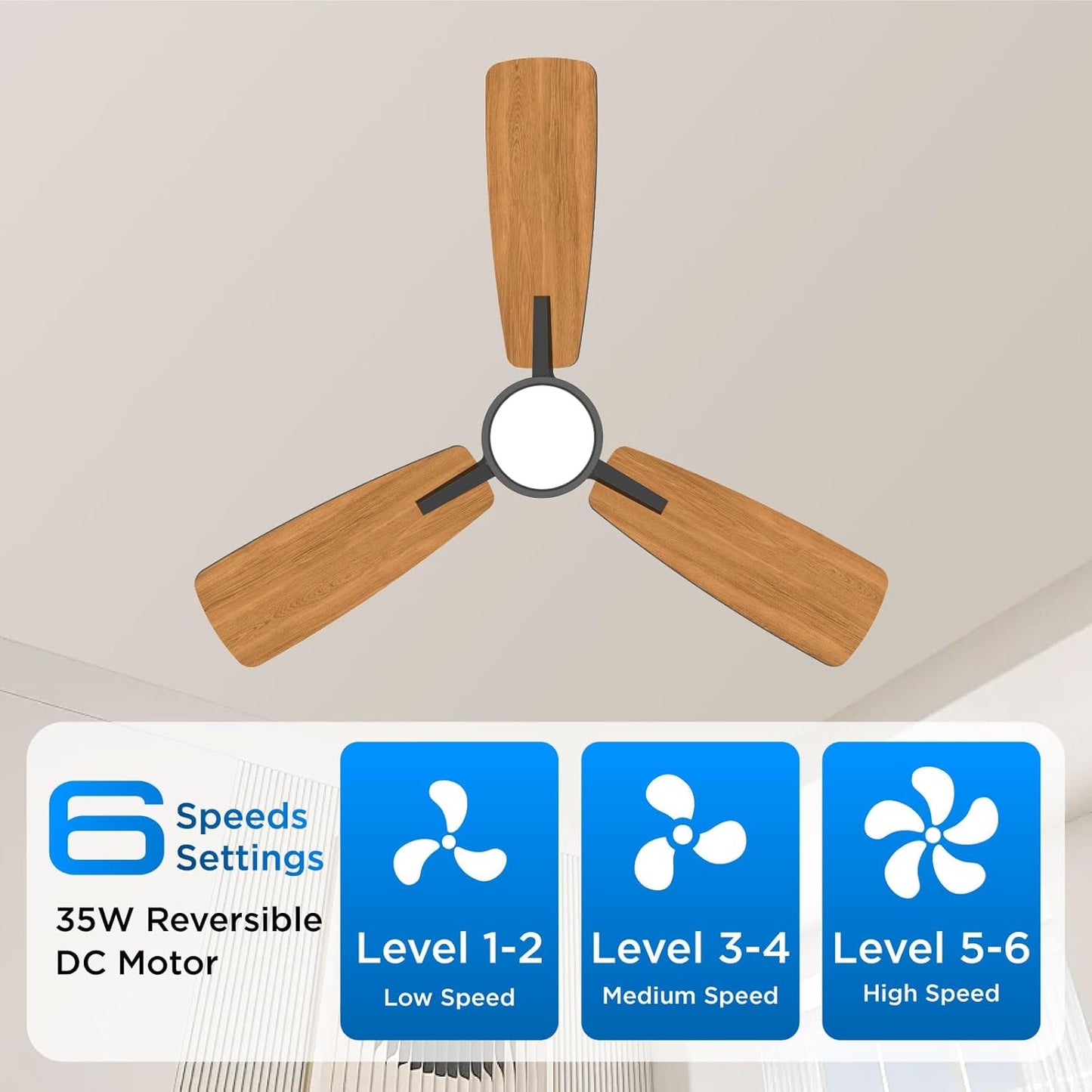 Ceiling Fans with Lights,42 inch,Quiet Reversible Motor,Easy to Install,6 Speeds,3CCT,Timer, Black Modern Ceiling Fan for Living Room, Bedroom, Kitchen, Dining room, Office
