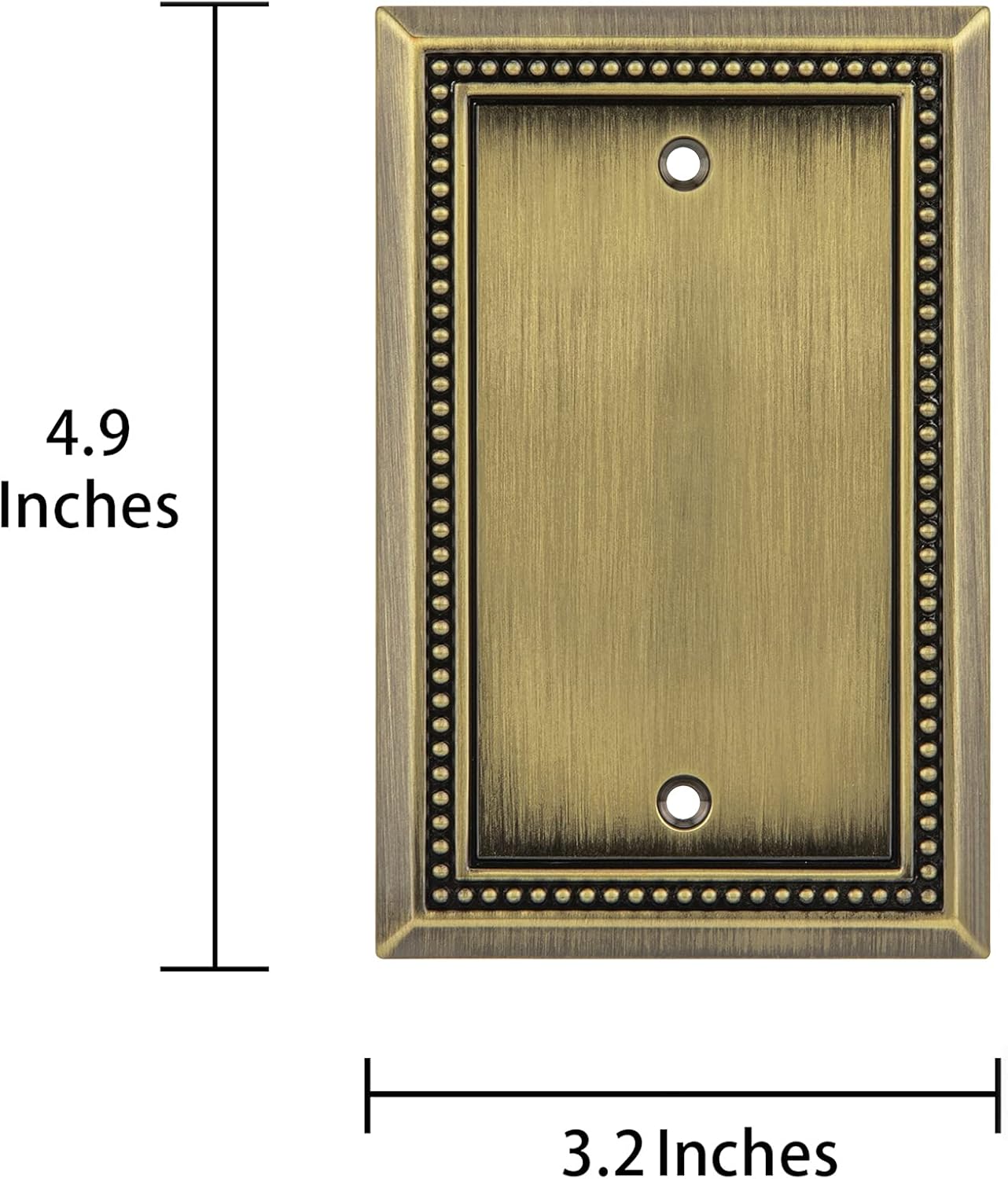 Henne Bery Sunken Pearls Heavy Duty Decorative Wall Plate Switch Plate Outlet Cover (Single Blank, 2 Pack, Antique Brass)