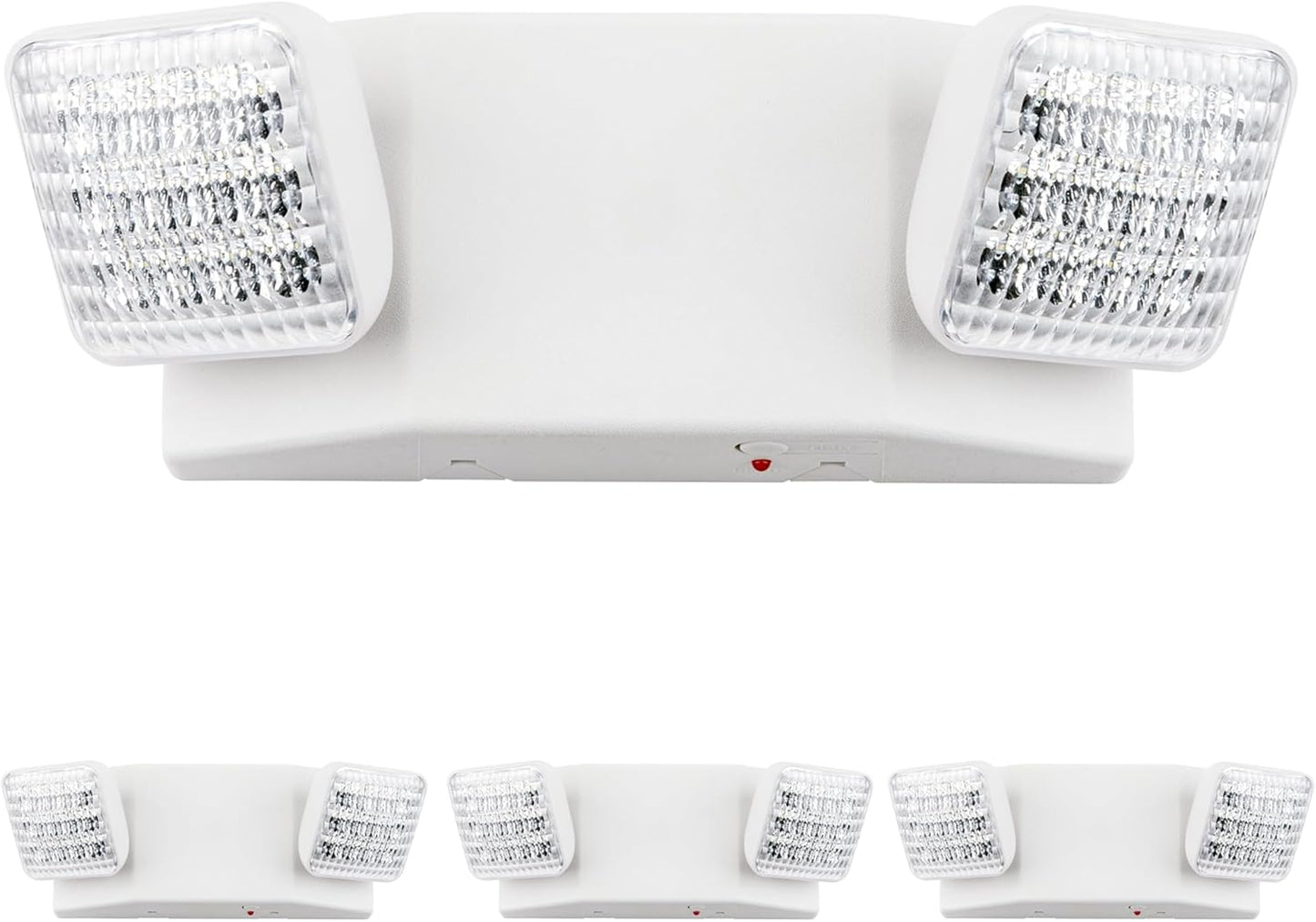 LIT-PaTH LED Emergency Lighting Fixtures with 2 LED Heads and Back Up Batteries- US Standard Exit Light, UL 924 and CEC Qualified, 120/277 Voltage, 4-Pack