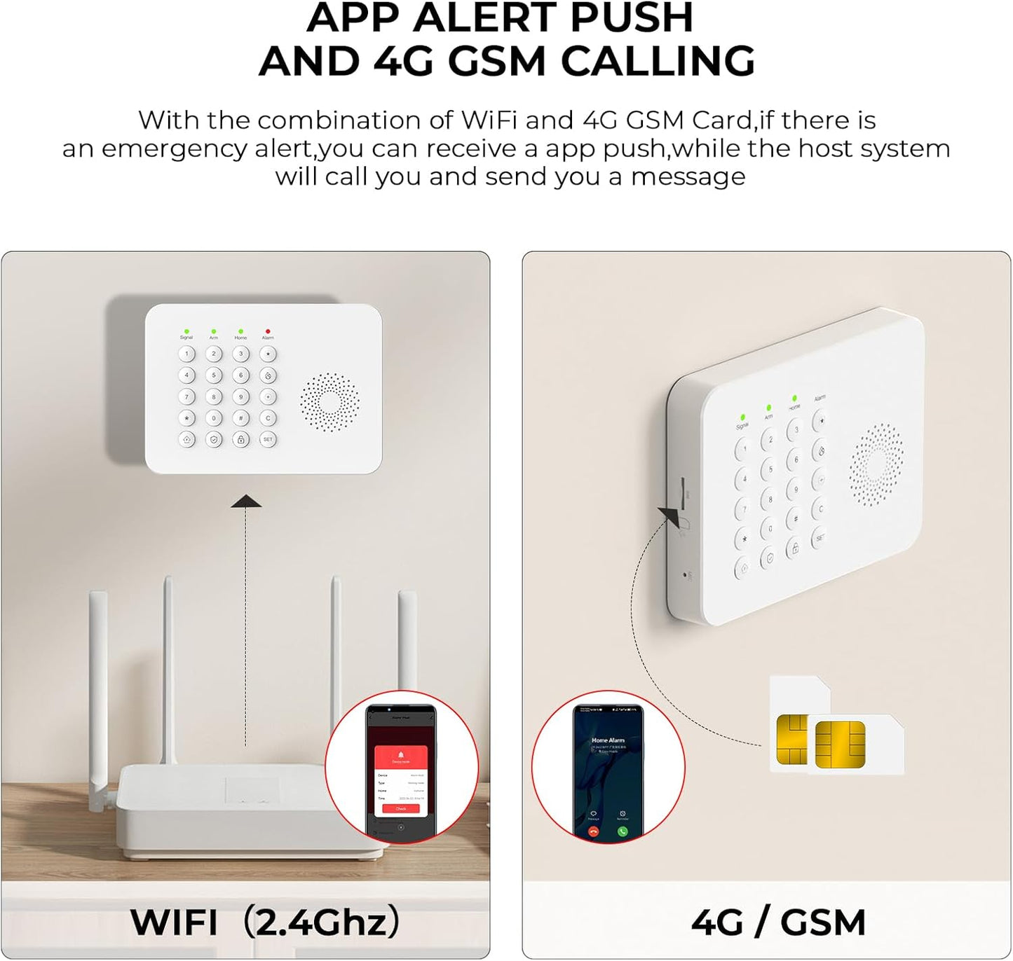 PGST Smart Home Alarm System,Wireless Home Security Systems,20 Piece DIY Expandable Door Alarm/Motion Sensors with 4G SMS/Phone App Instant Alert,24/7 Professional Monitoring for Villa,Kids Safety
