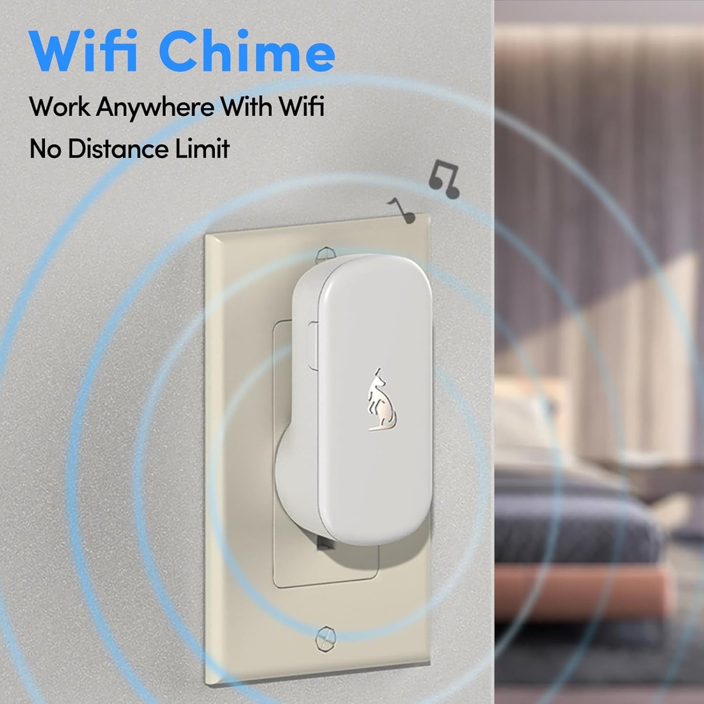 Kangaroo Wireless Doorbell+Chime,HD Camera,Easy Setup,Battery Power,Motion Detection,2.4G WiFi,Real-time Alerts to Phone,Door Bell for Home,Apartment and Office (1 Doorbell+1 Chime)