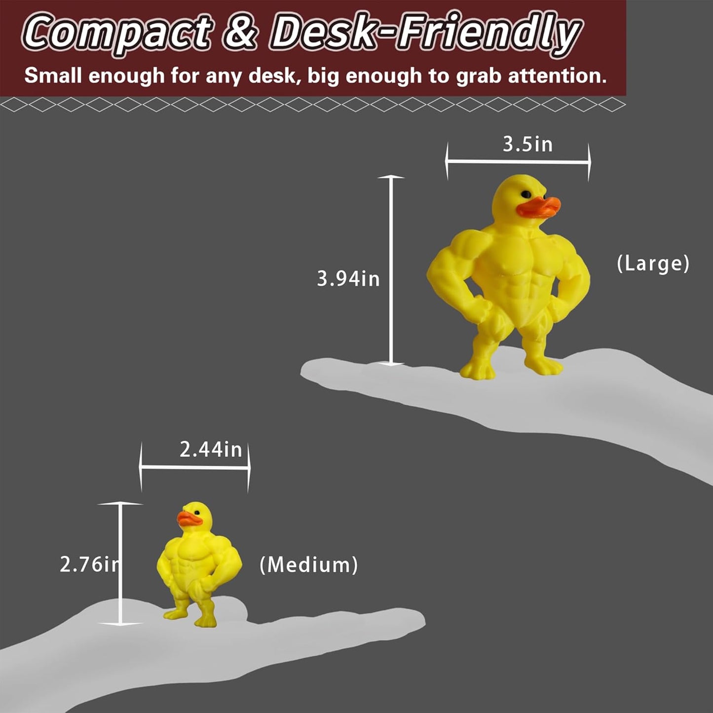 3D Printed Muscle Duck Figurine, Funny Desk Decor Collectible Statue, Muscular Duck Desktop Figurine, Gifts for Gym People, Gym Decor for Men, Bodybuilder Duck Collectible Desktop Sculpture (Medium)