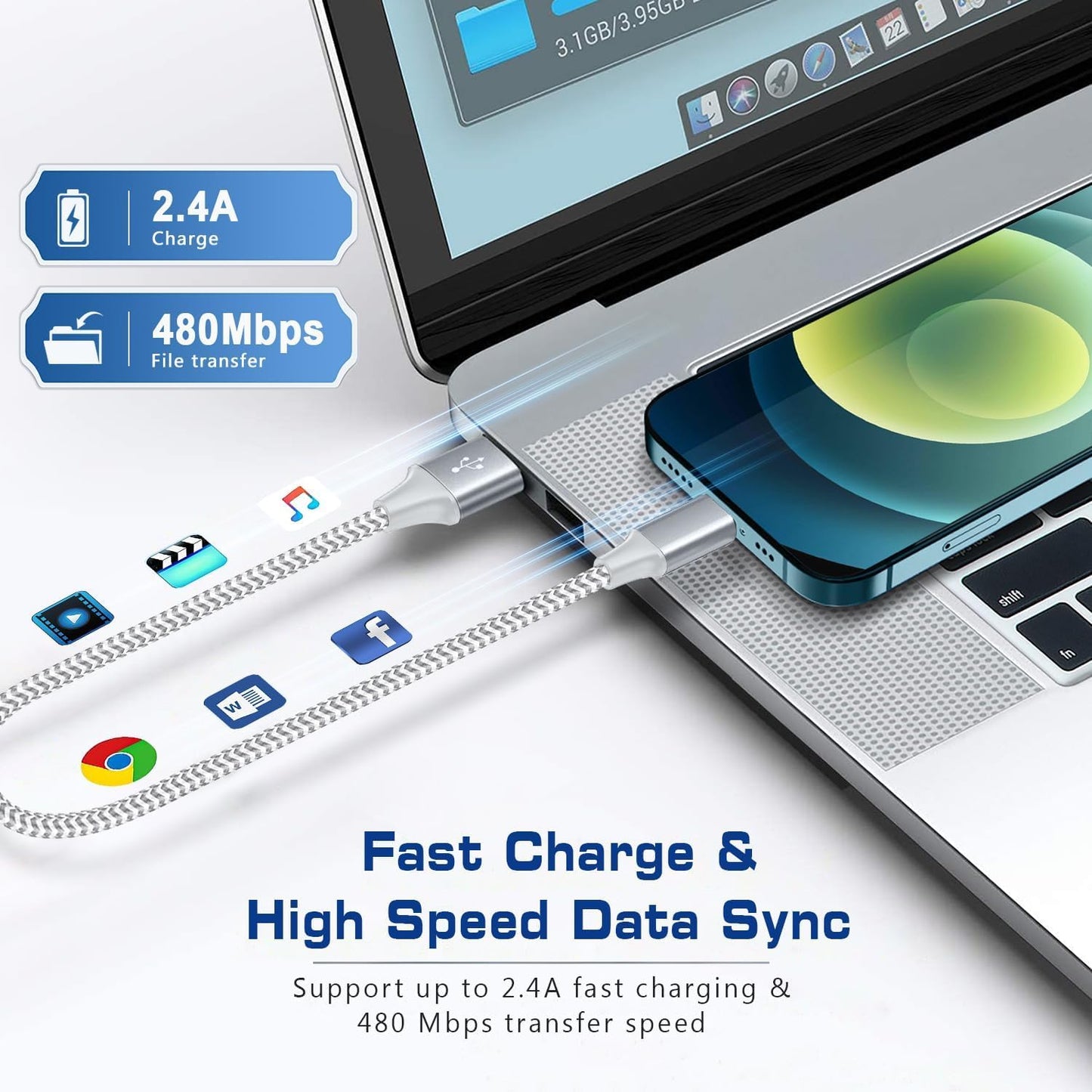[Apple MFi Certified] Short iPhone Charger 1.5ft 2Pack,USB A to Lightning Cord Nylon Braided 18 Inch Fast Charging iPhone Cable Compatible with iPhone 14 13 12 11 Pro/Max/Mini Xs SE2/iPad for Car