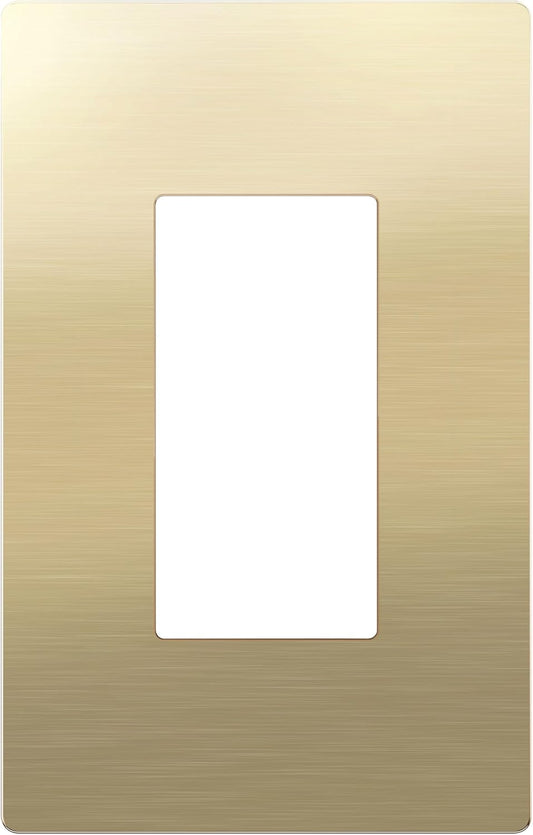 LIDER Screwless Metal-Surface Wall Plate, Decorator Switch Cover, Temperature and Impact Resistant, 201 Stainless Steel, Modern Decoration Upgrade, Mid-Size 1-Gang 4.88" x 3.11", Brushed Brass