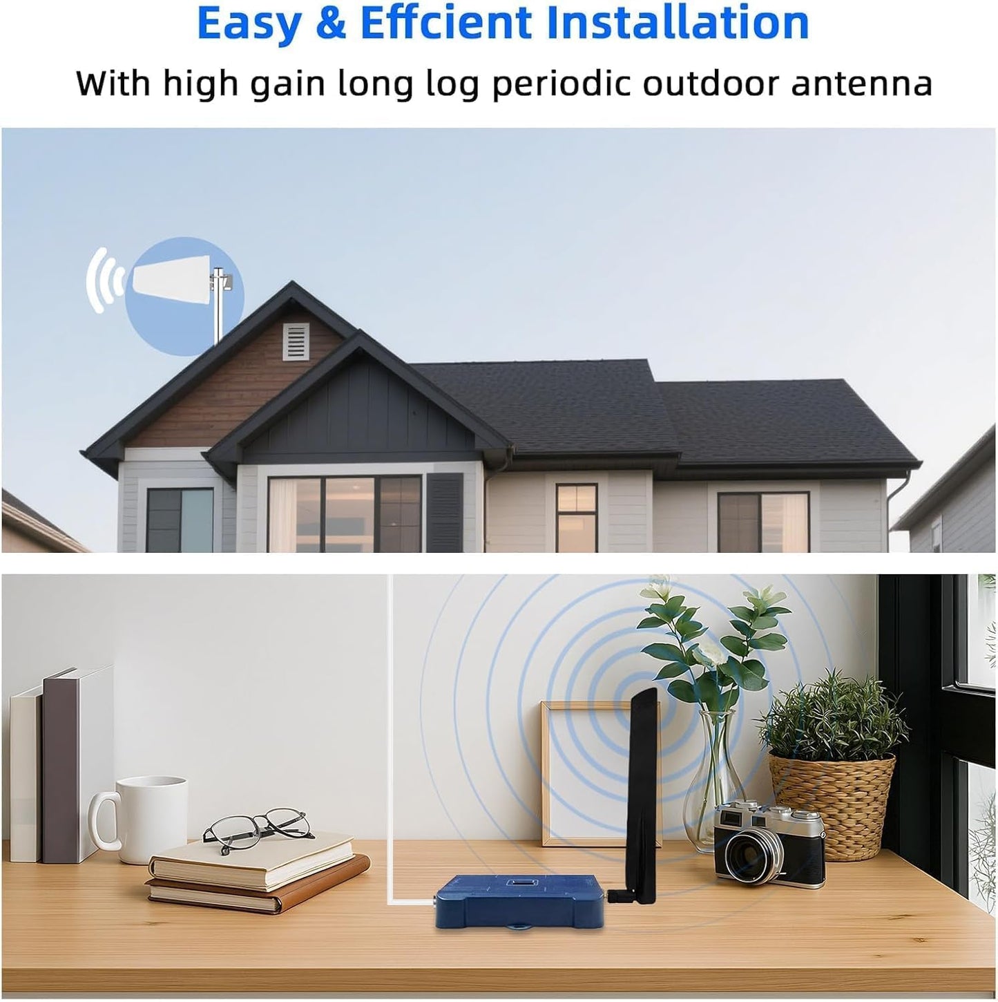 Cell Phone Booster for Home, Cell Phone Signal Booster for Band 5/12/13/17, Boost 5G 4G LTE 3G Data for All U.S. Carriers, FCC Approved (Dark Blue)