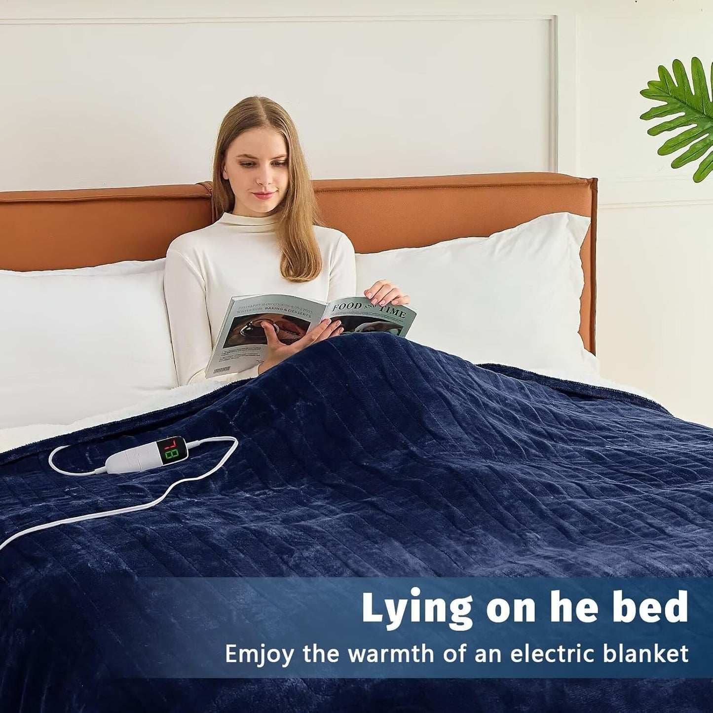 BOMOVA Heated Electric Throw Blanket - 50" x 60" Heating Blanket with 10 Heating Levels & 8 Hours Auto Off, Warm Flannel Blanket, Christmas Birthday Gifts for Women